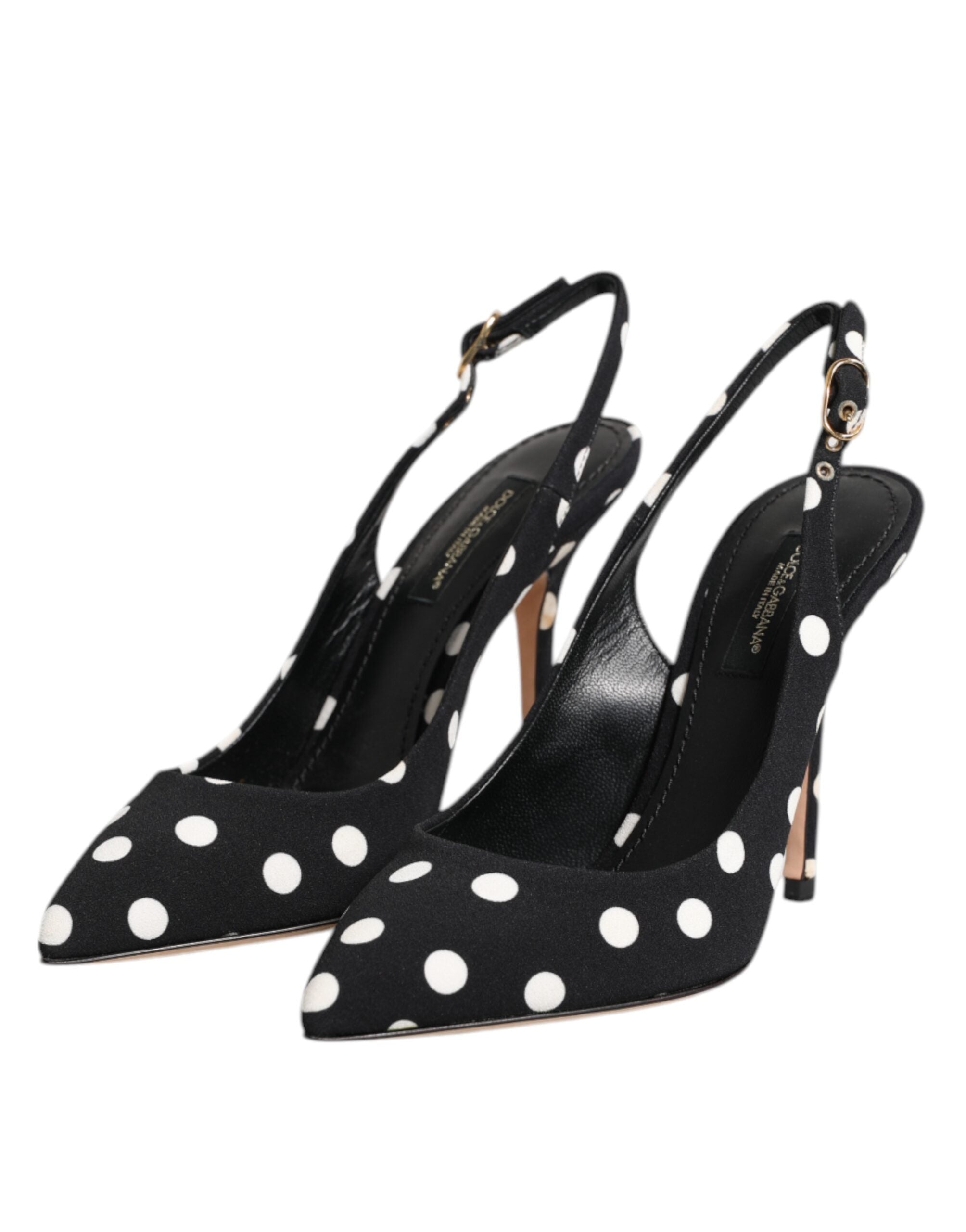 Dolce & Gabbana Black White Dotted Stiletto Slingback Women's Shoes (Pre-Owned)