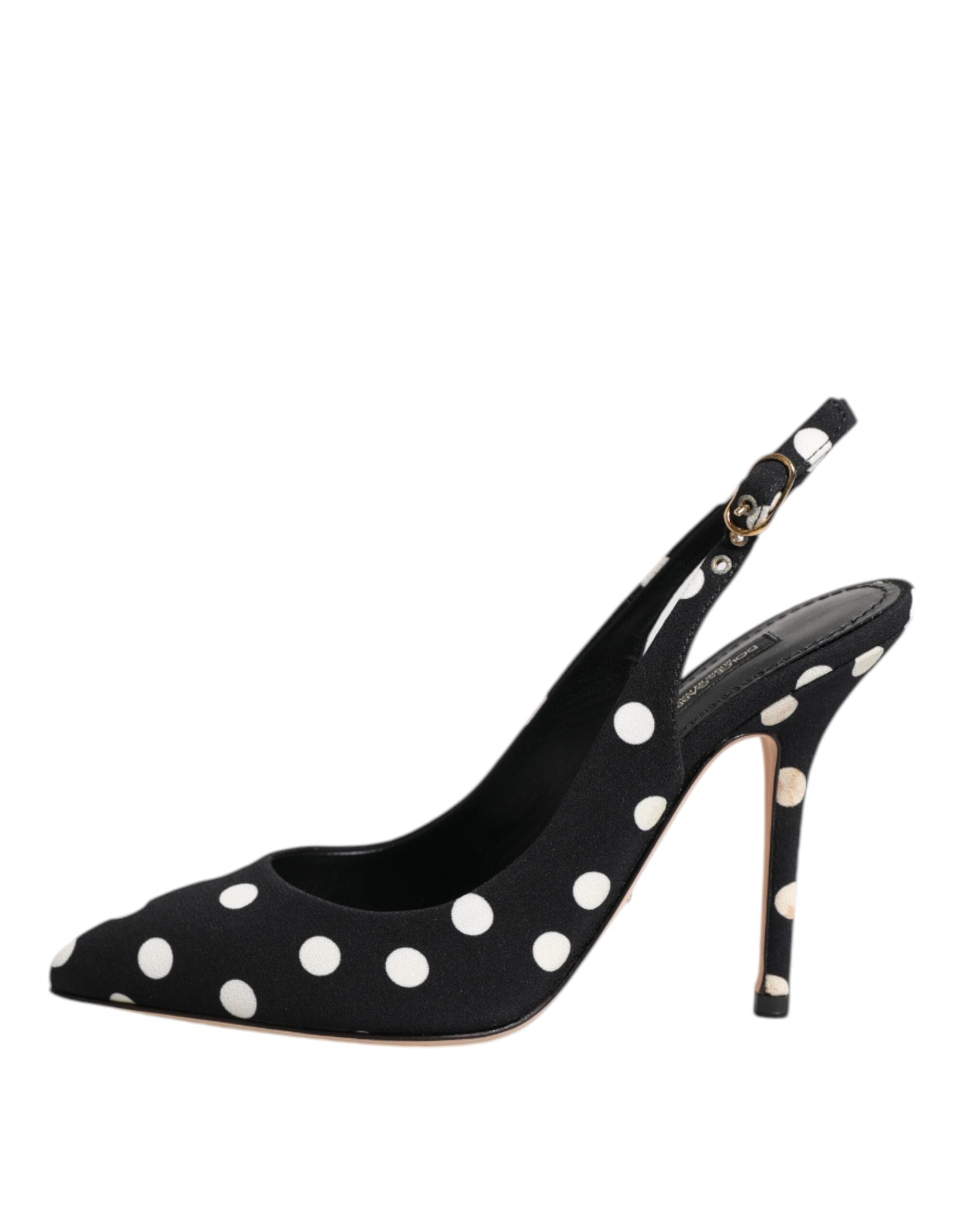 Dolce & Gabbana Black White Dotted Stiletto Slingback Women's Shoes (Pre-Owned)