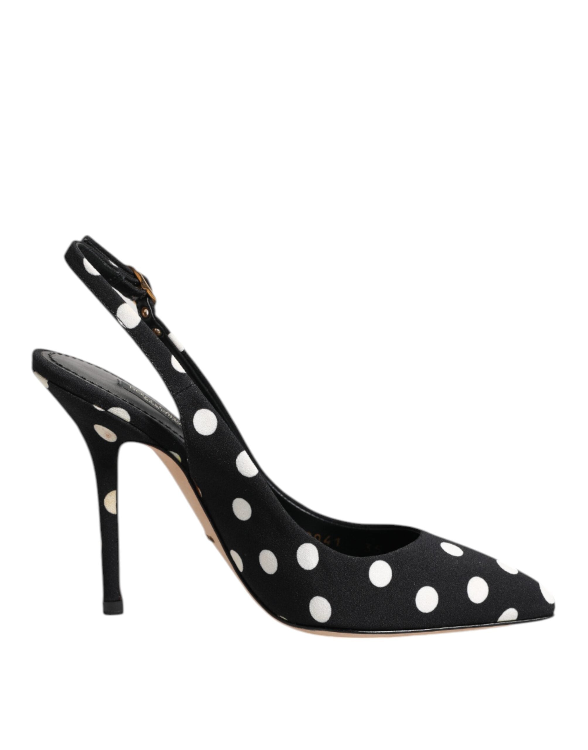 Dolce & Gabbana Black White Dotted Stiletto Slingback Women's Shoes (Pre-Owned)