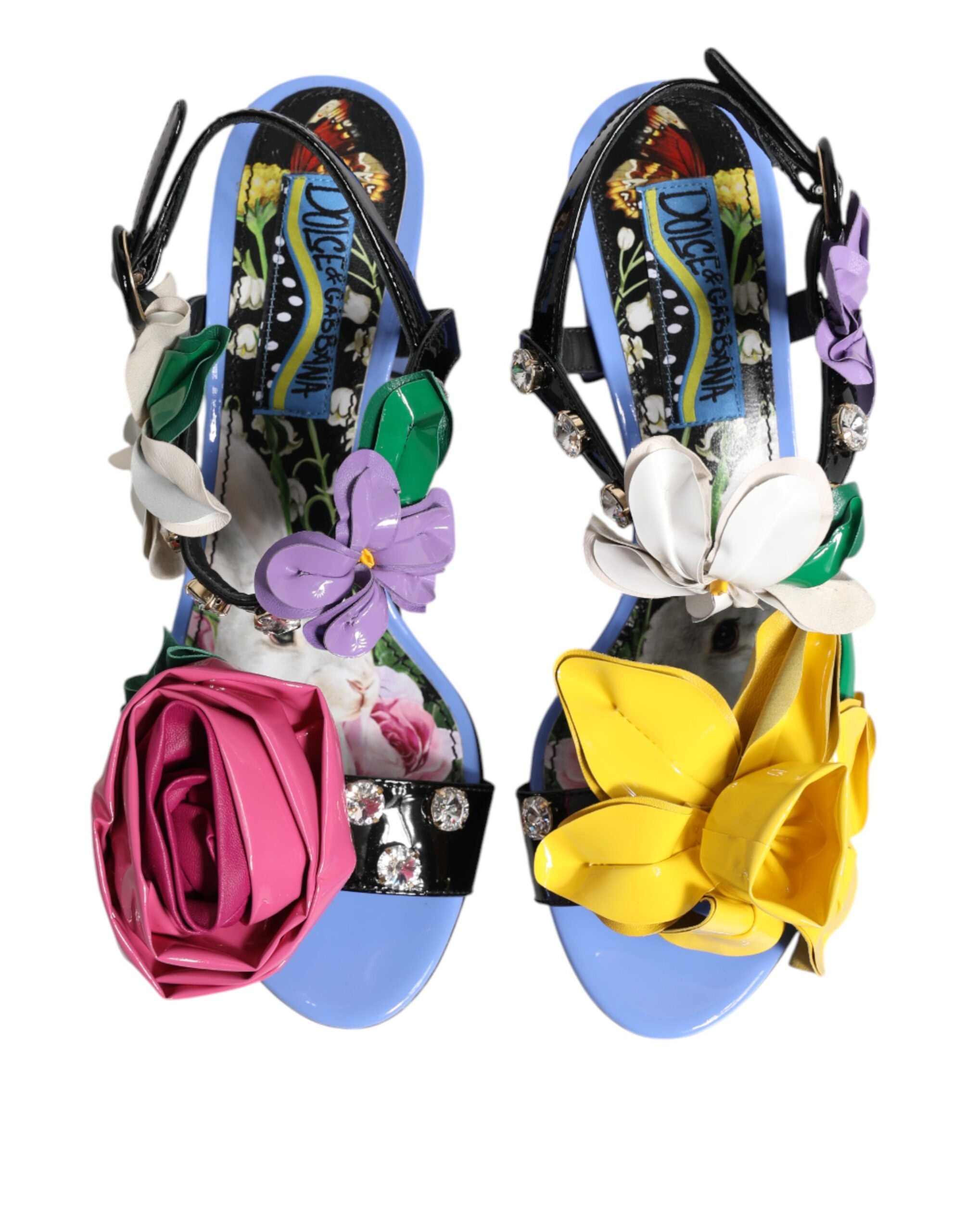Dolce & Gabbana Multicolor Floral Crystal KEIRA Sandals Women's Shoes