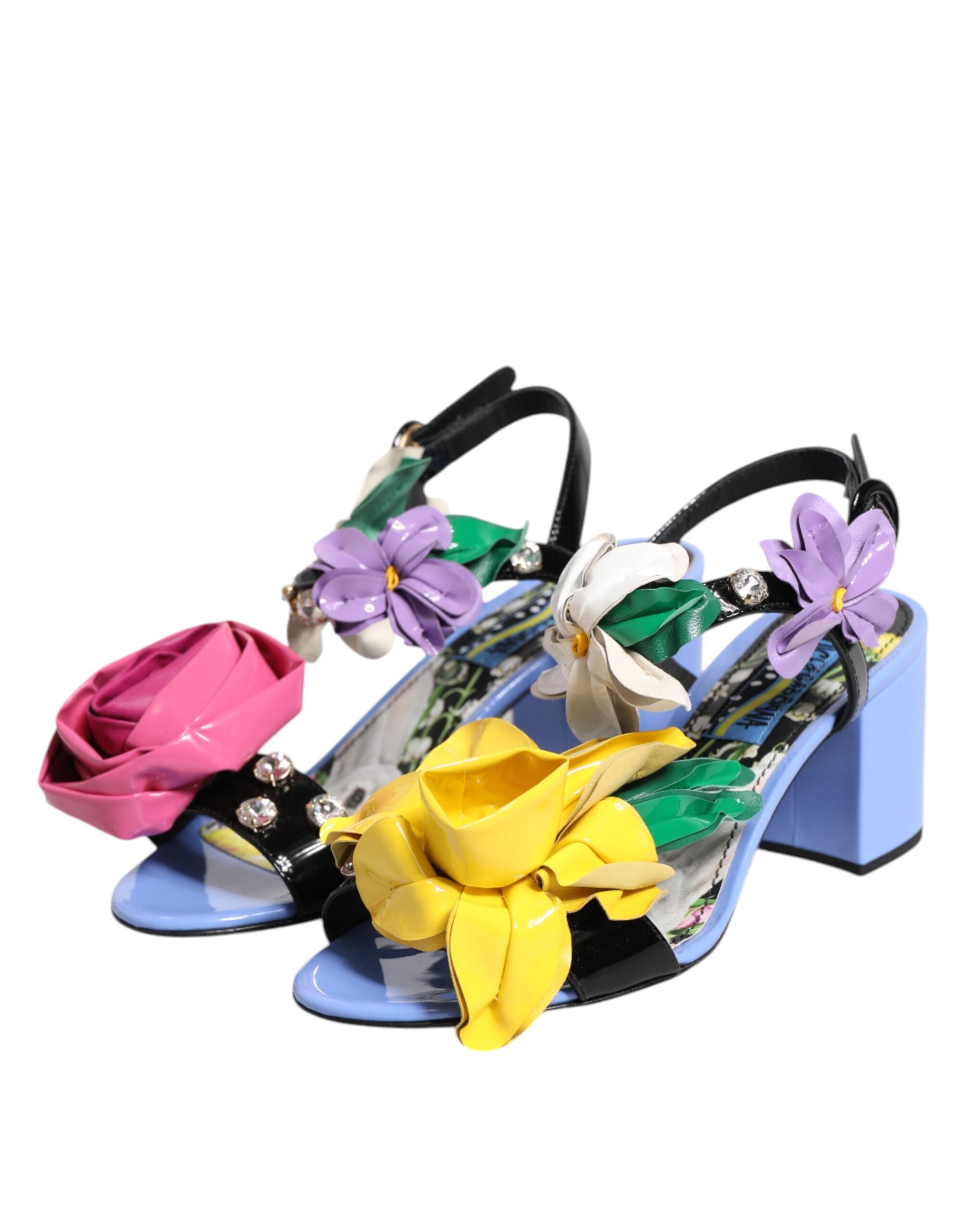 Dolce & Gabbana Multicolor Floral Crystal KEIRA Sandals Women's Shoes