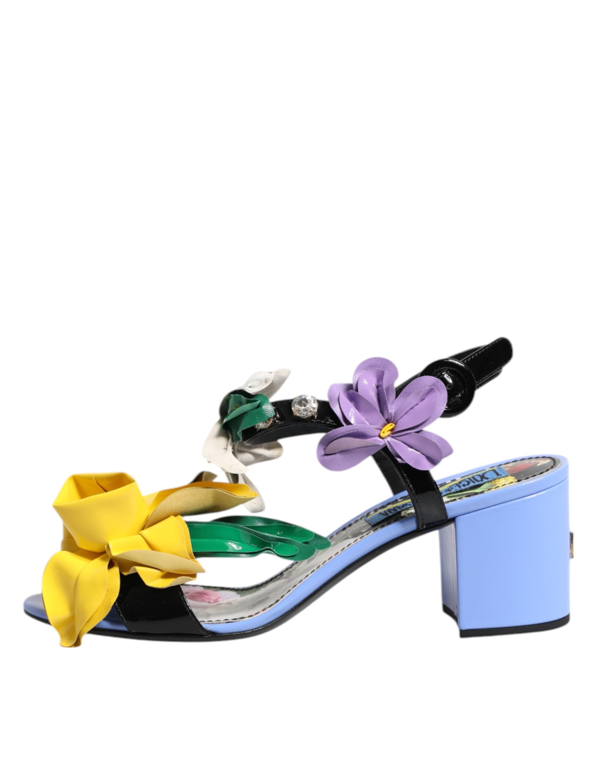 Dolce & Gabbana Multicolor Floral Crystal KEIRA Sandals Women's Shoes