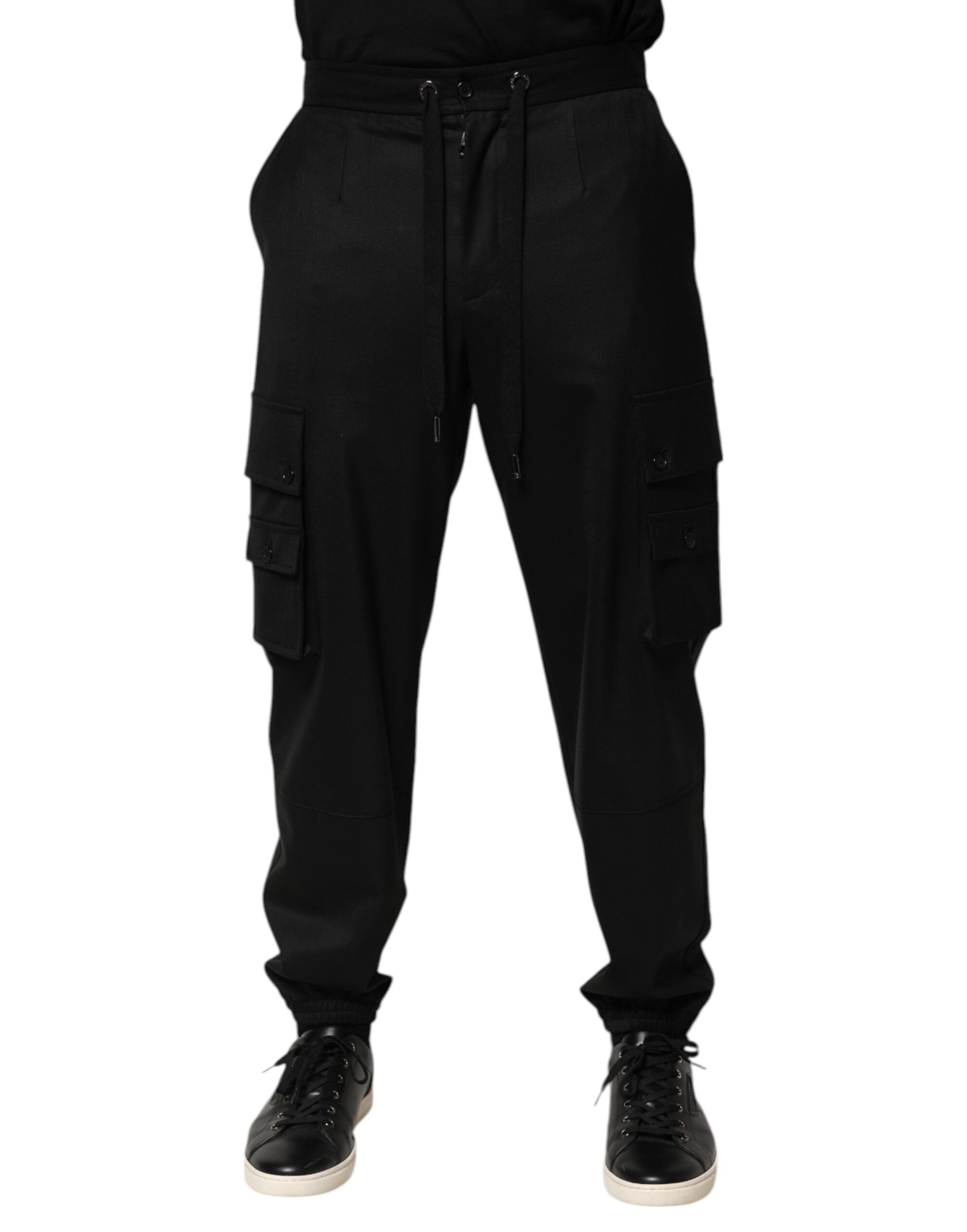 Dolce & Gabbana Solid Black Cargo Jogger Men SweatMen's Men's Pants