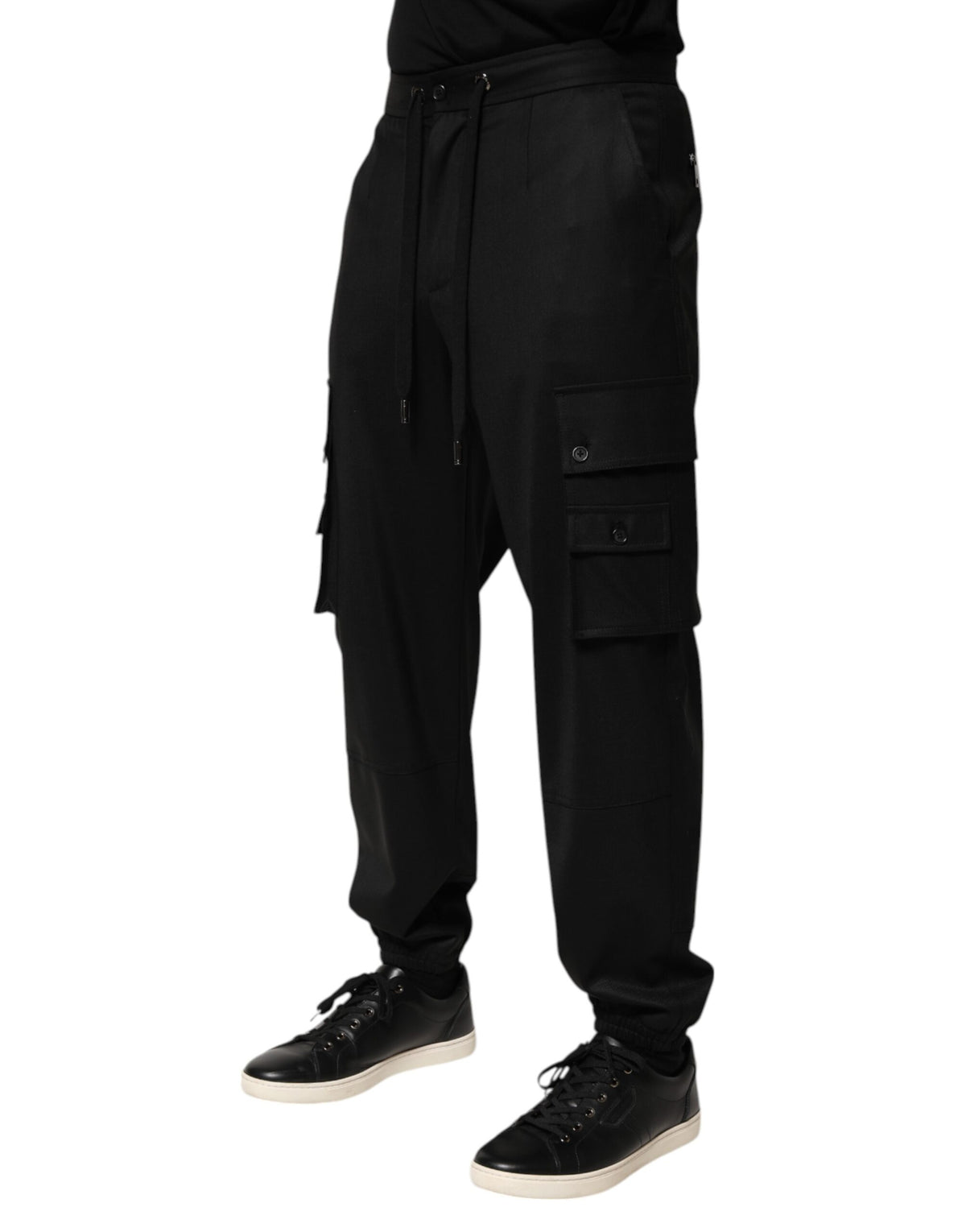 Dolce & Gabbana Solid Black Cargo Jogger Men SweatMen's Men's Pants