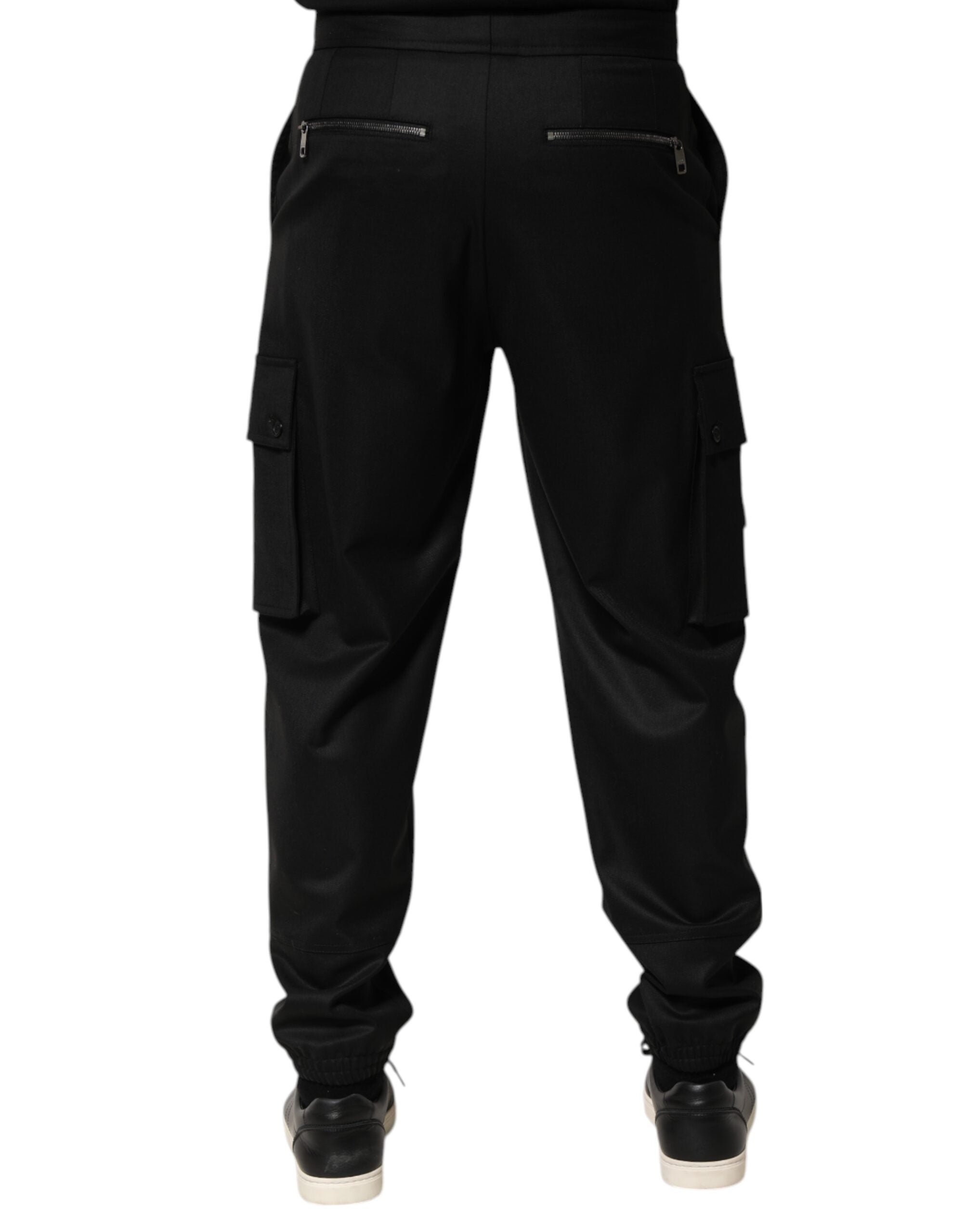 Dolce & Gabbana Solid Black Cargo Jogger Men SweatMen's Men's Pants
