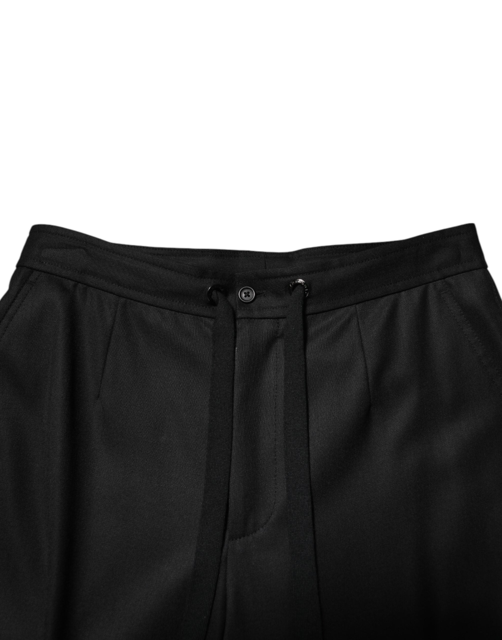 Dolce & Gabbana Solid Black Cargo Jogger Men SweatMen's Men's Pants