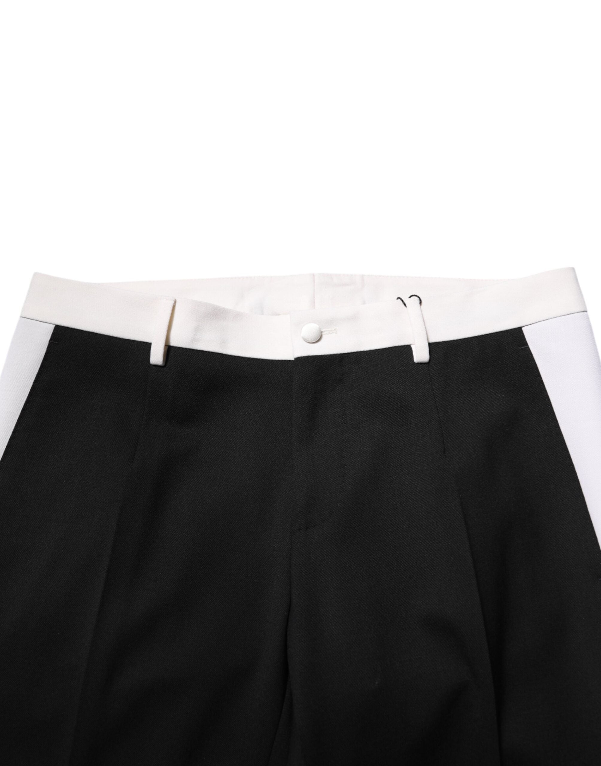 Dolce & Gabbana Black White Stripe Wool Men Trouser Men's Pants