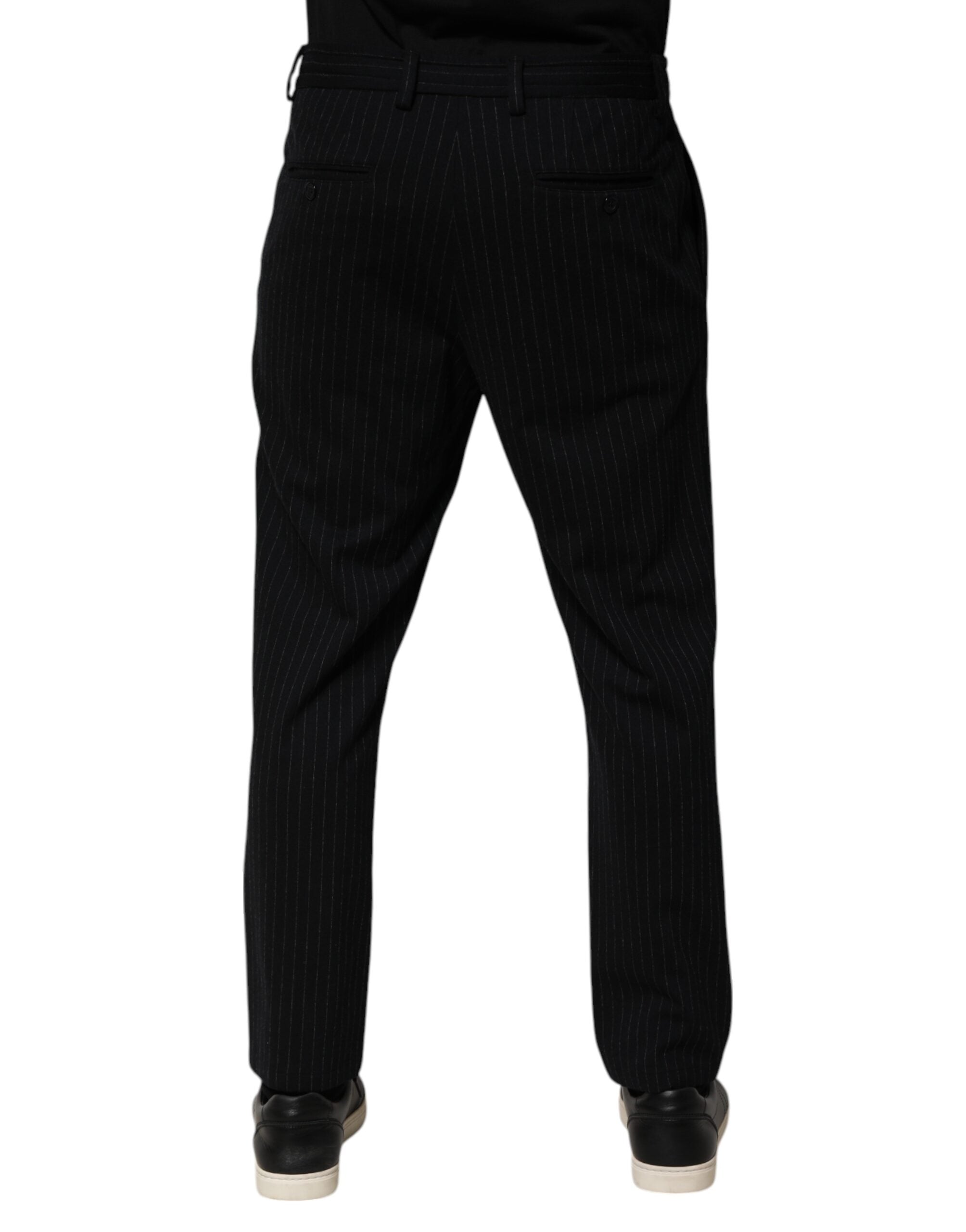 Dolce & Gabbana Black Stripes Viscose Skinny Dress Men Men's Pants (Pre-Owned)