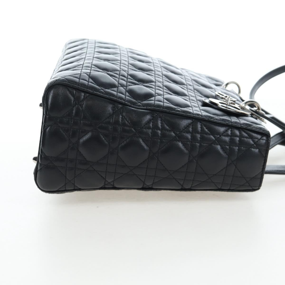 Christian Dior Lady Dior Lambskin Black Leather Handbag (Pre-Owned)