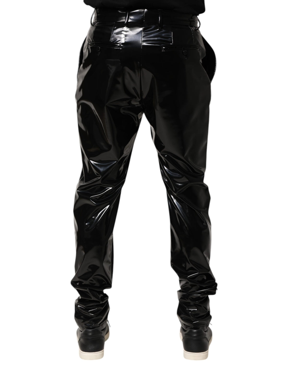Dolce & Gabbana Black Polyester Mid Waist Men Trouser Men's Pants