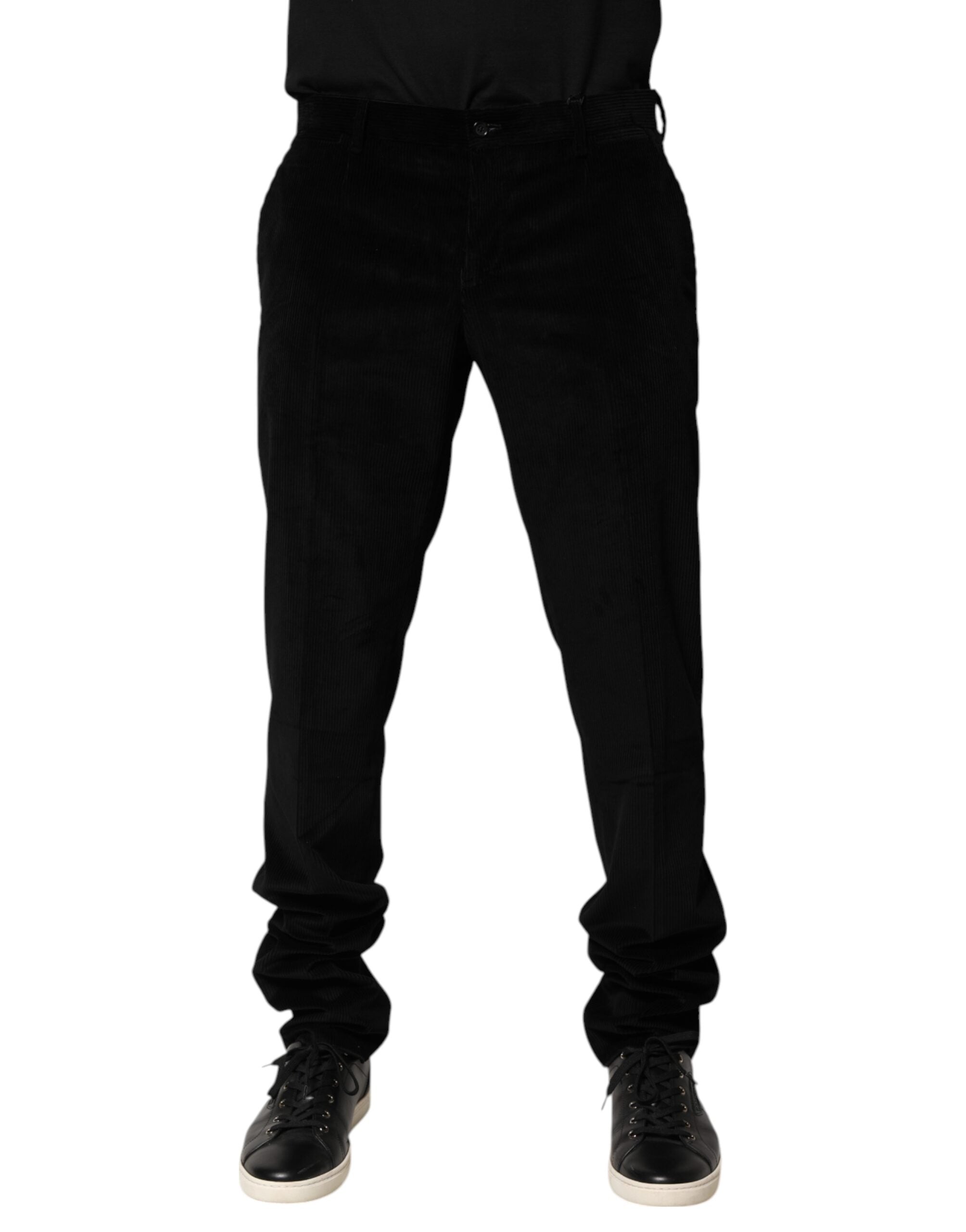 Dolce & Gabbana Black Cotton Men Dress Formal Trouser Men's Pants