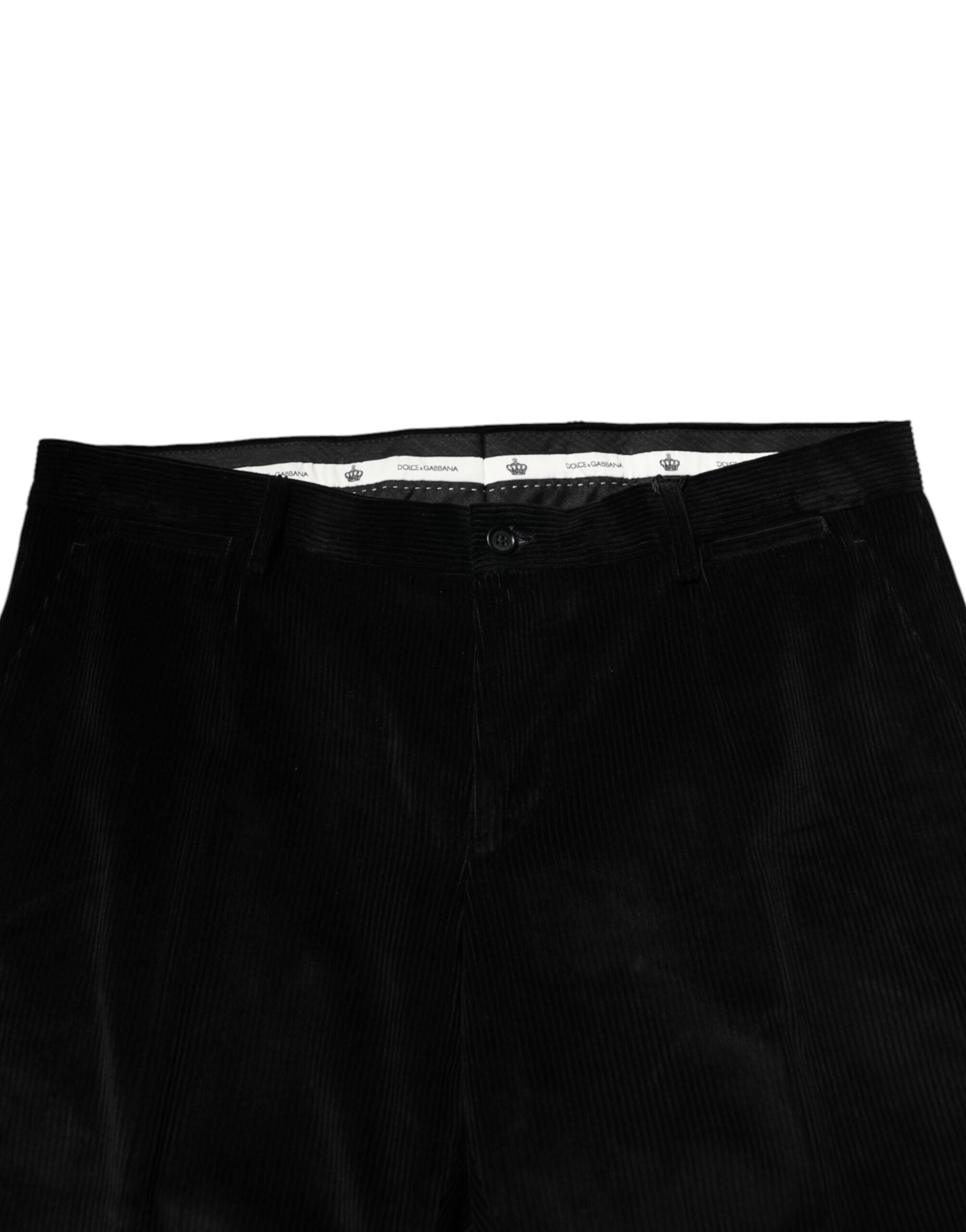 Dolce & Gabbana Black Cotton Men Dress Formal Trouser Men's Pants