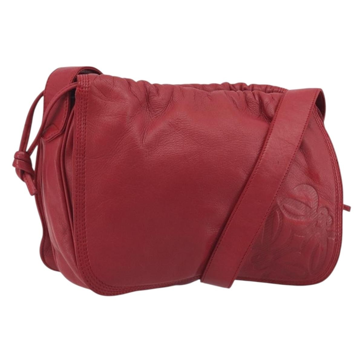 Loewe Anagram Leather Red Leather Shoulder Bag Bag (Pre-Owned)