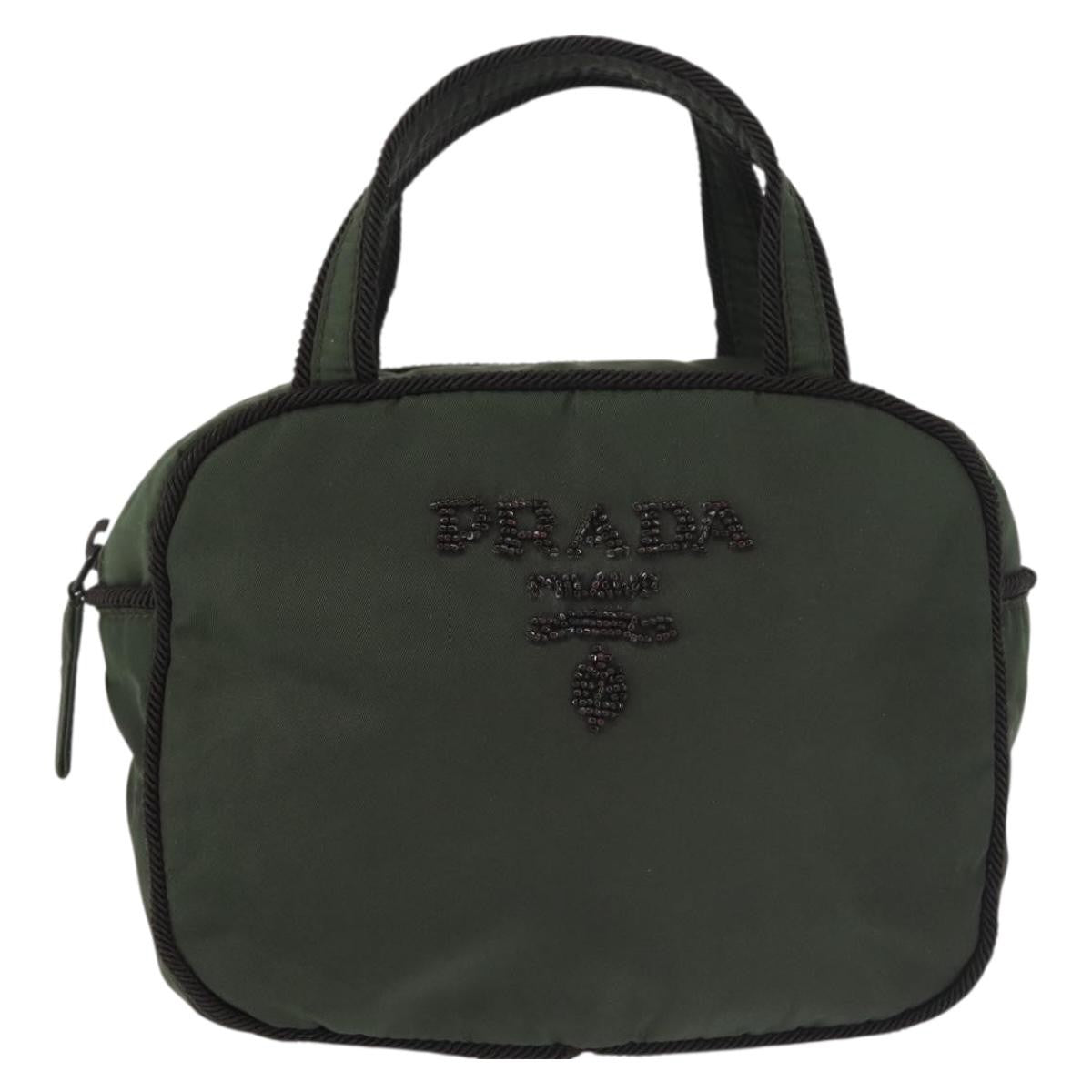 Prada Vintage Tessuto Khaki Nylon Handbag (Pre-Owned)