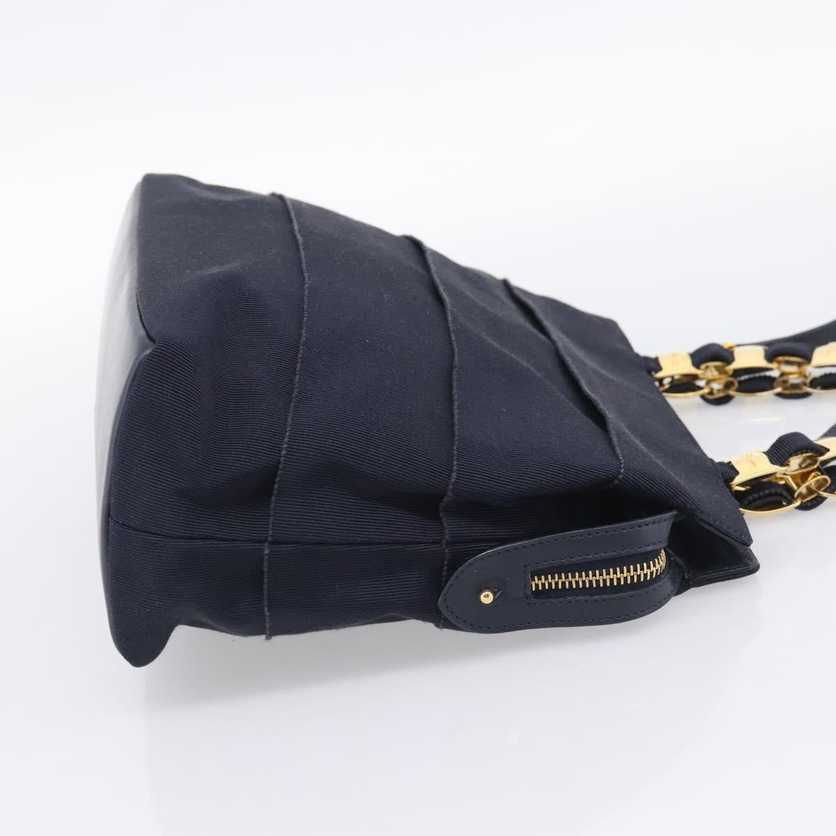 Salvatore Ferragamo Vala Canvas Navy Canvas Shoulder Bag Bag (Pre-Owned)