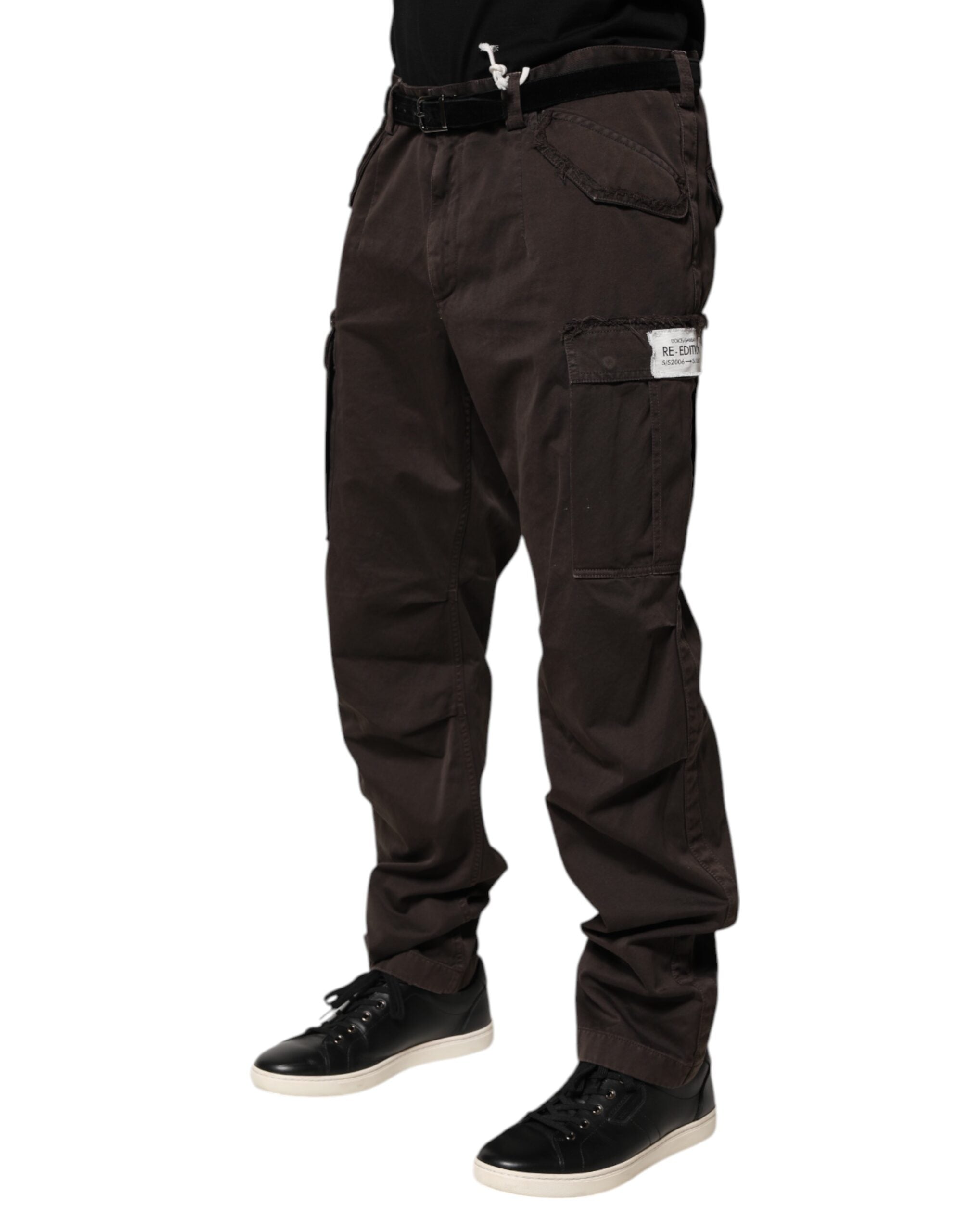 Dolce & Gabbana Brown Cotton Stretch Cargo Men Trouser Men's Pants