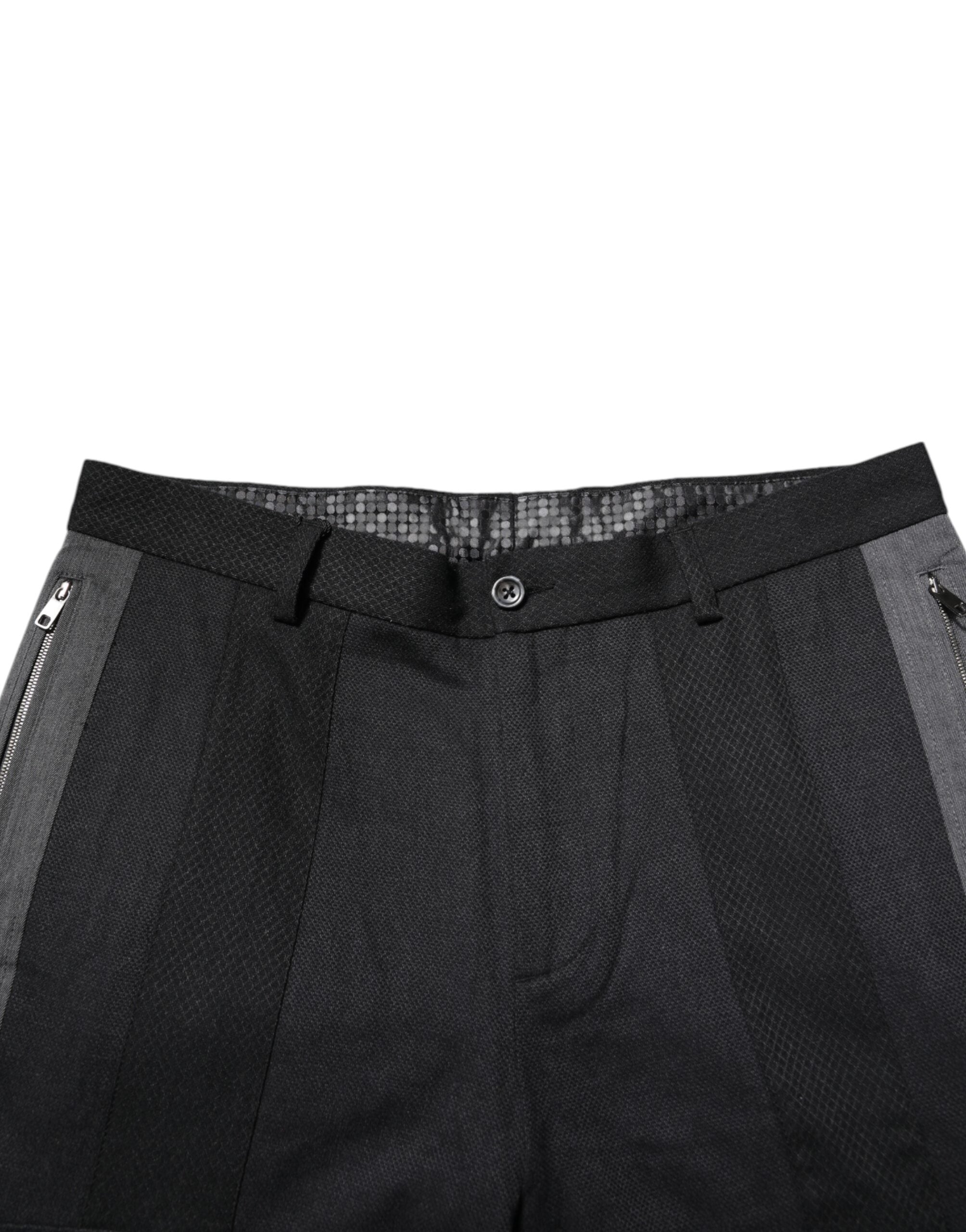 Dolce & Gabbana Black Gray Cotton Dress Formal Trouser Men's Pants