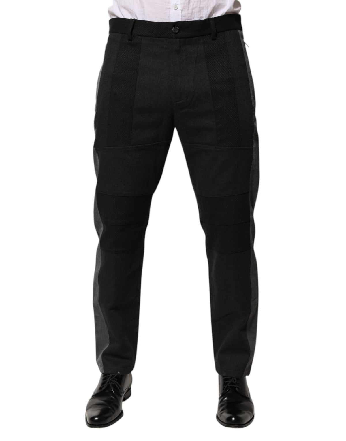 Dolce & Gabbana Black Gray Cotton Dress Formal Trouser Men's Pants