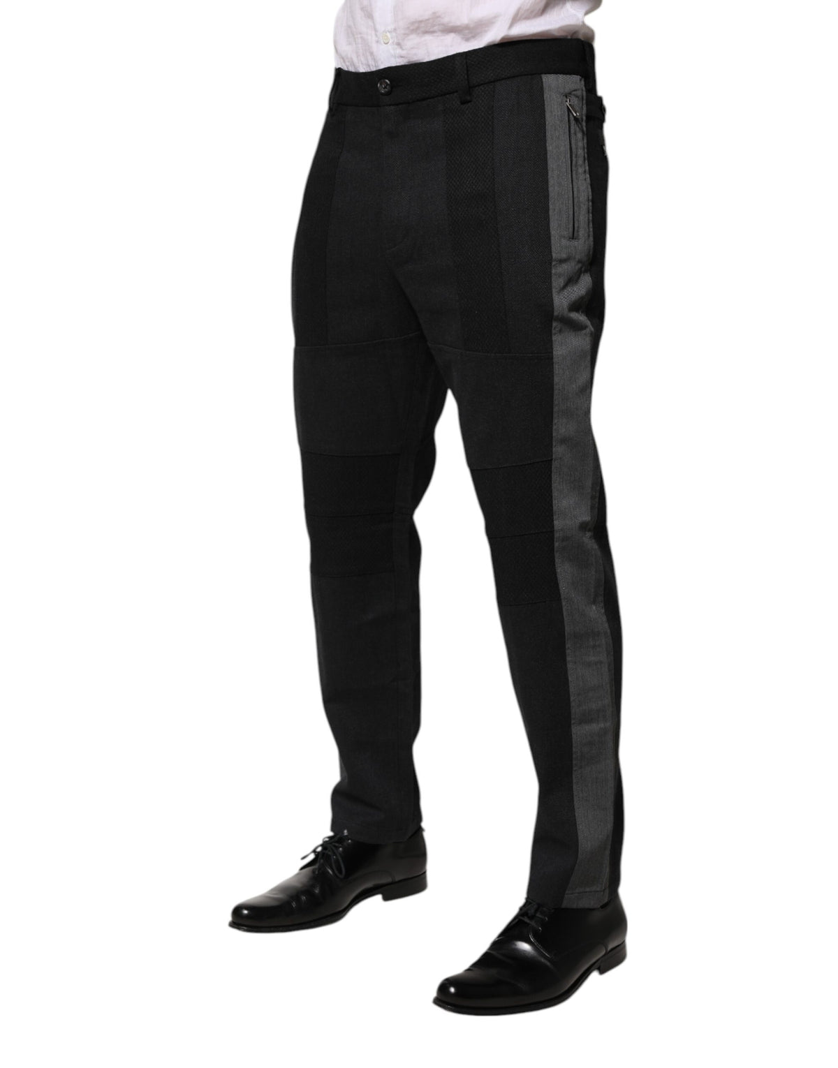 Dolce & Gabbana Black Gray Cotton Dress Formal Trouser Men's Pants