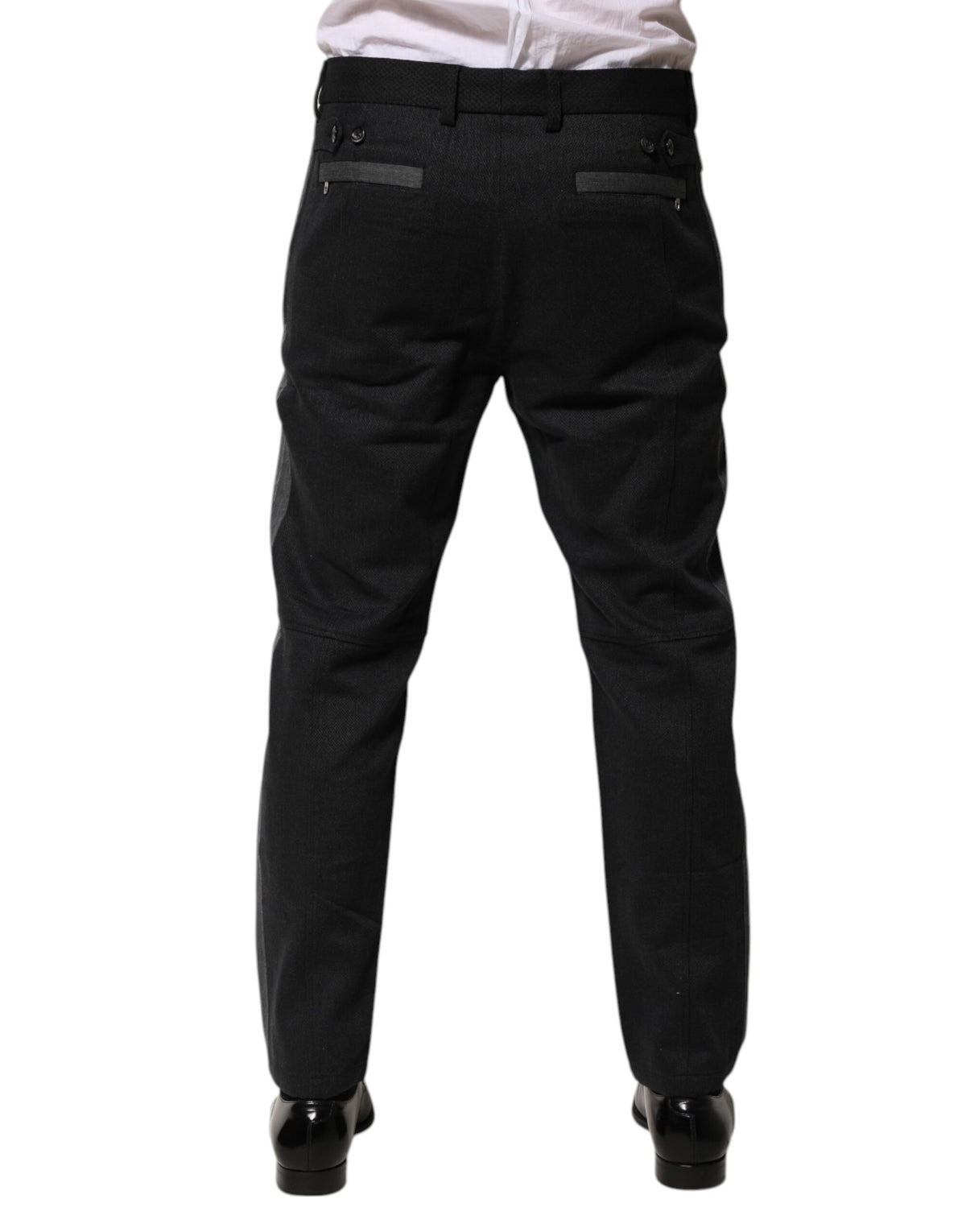Dolce & Gabbana Black Gray Cotton Dress Formal Trouser Men's Pants