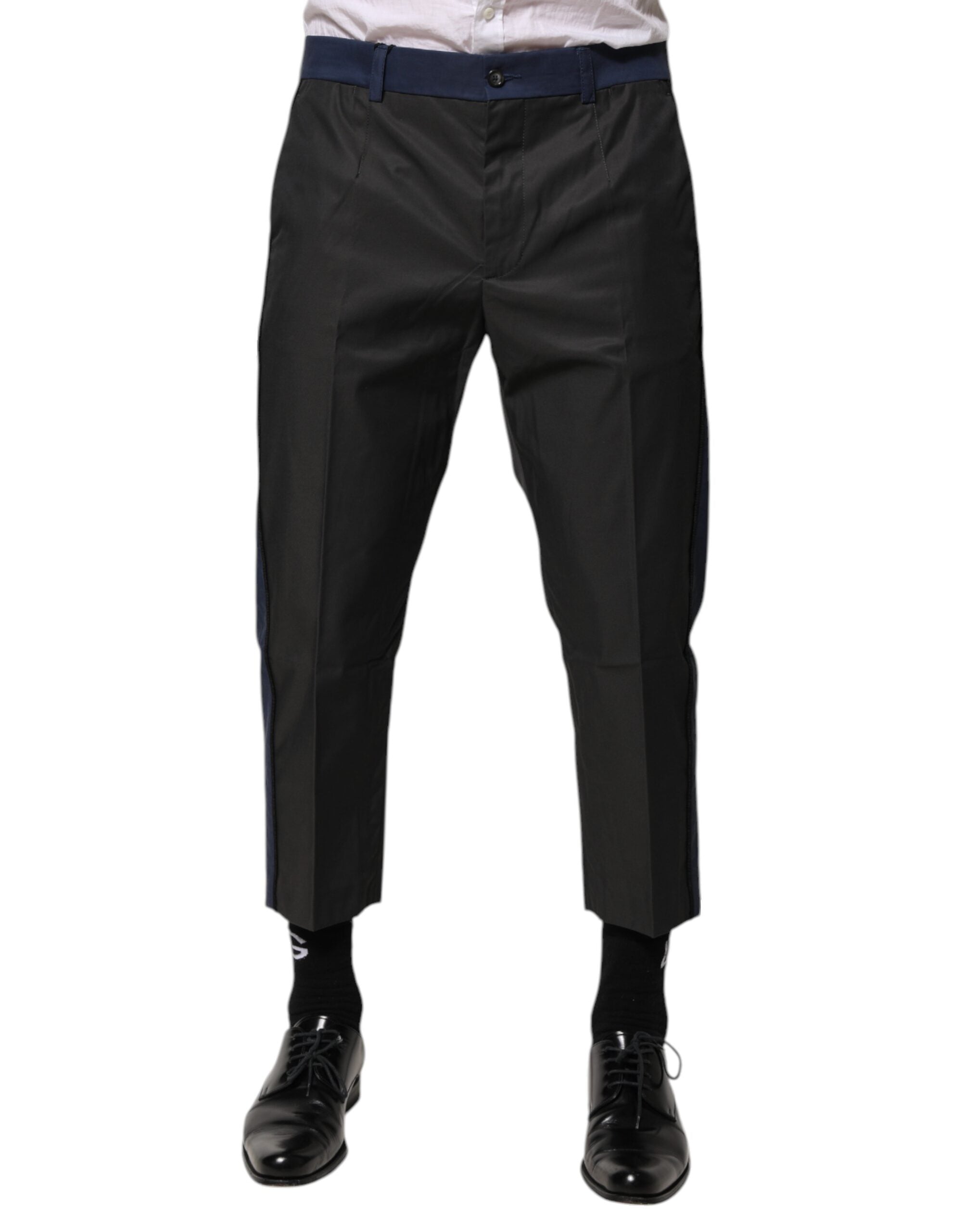 Dolce & Gabbana Gray Blue Cotton 3/4 Chinos Crop Trouser Men's Pants
