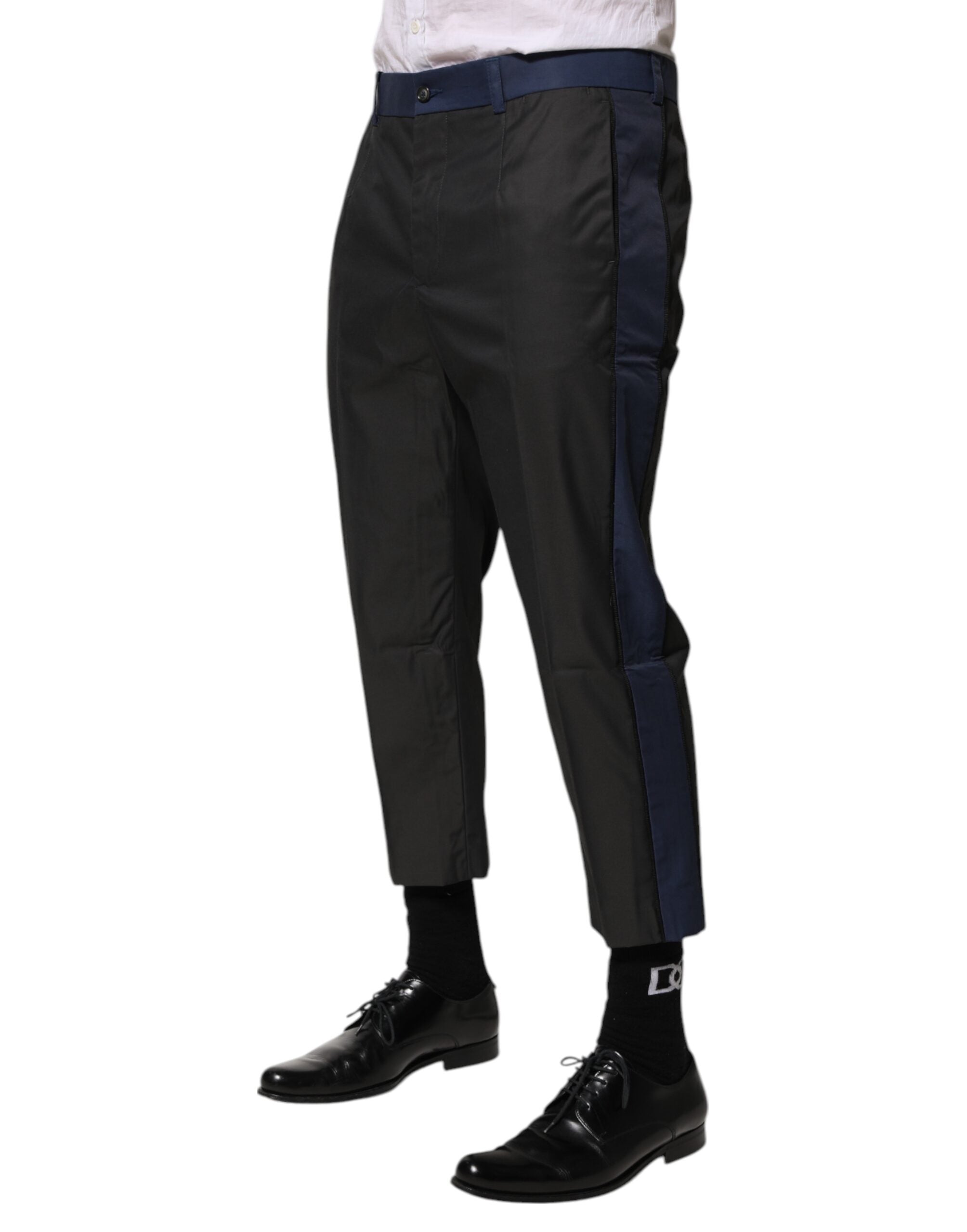 Dolce & Gabbana Gray Blue Cotton 3/4 Chinos Crop Trouser Men's Pants