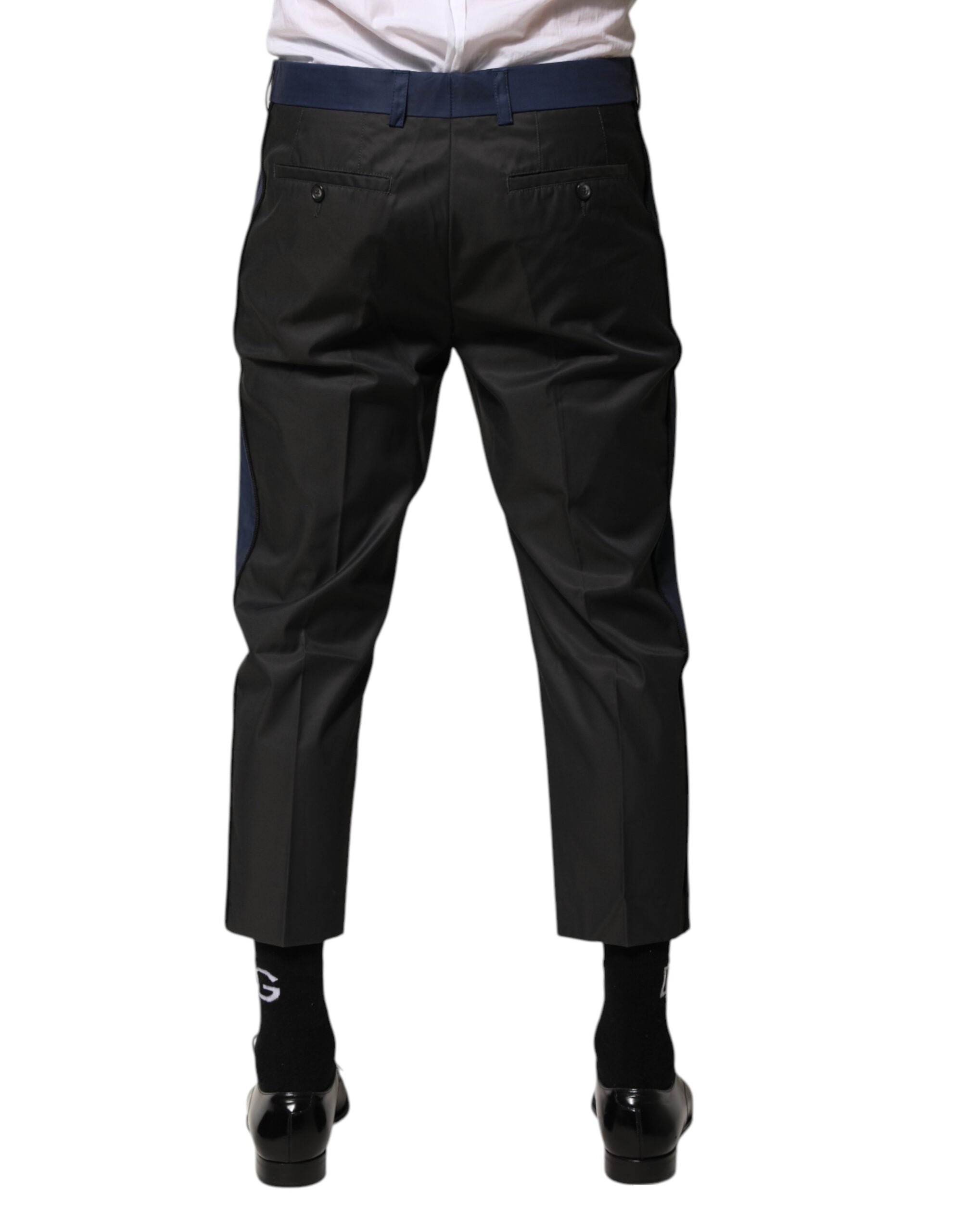 Dolce & Gabbana Gray Blue Cotton 3/4 Chinos Crop Trouser Men's Pants
