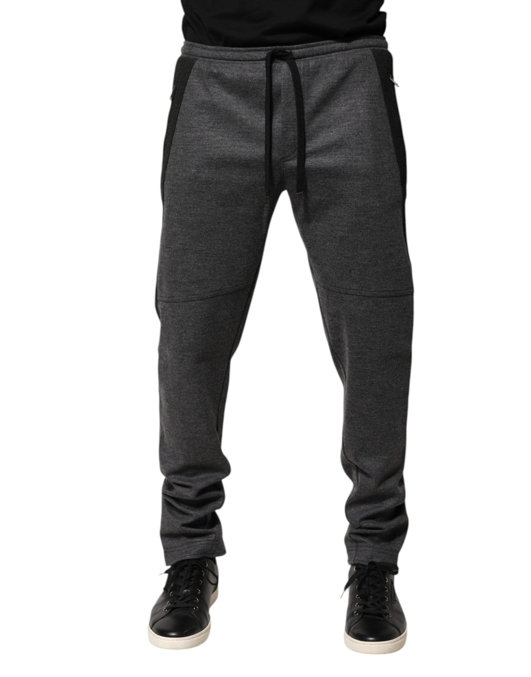Dolce & Gabbana Gray Black Wool Blend Jogger SweatMen's Men's Pants
