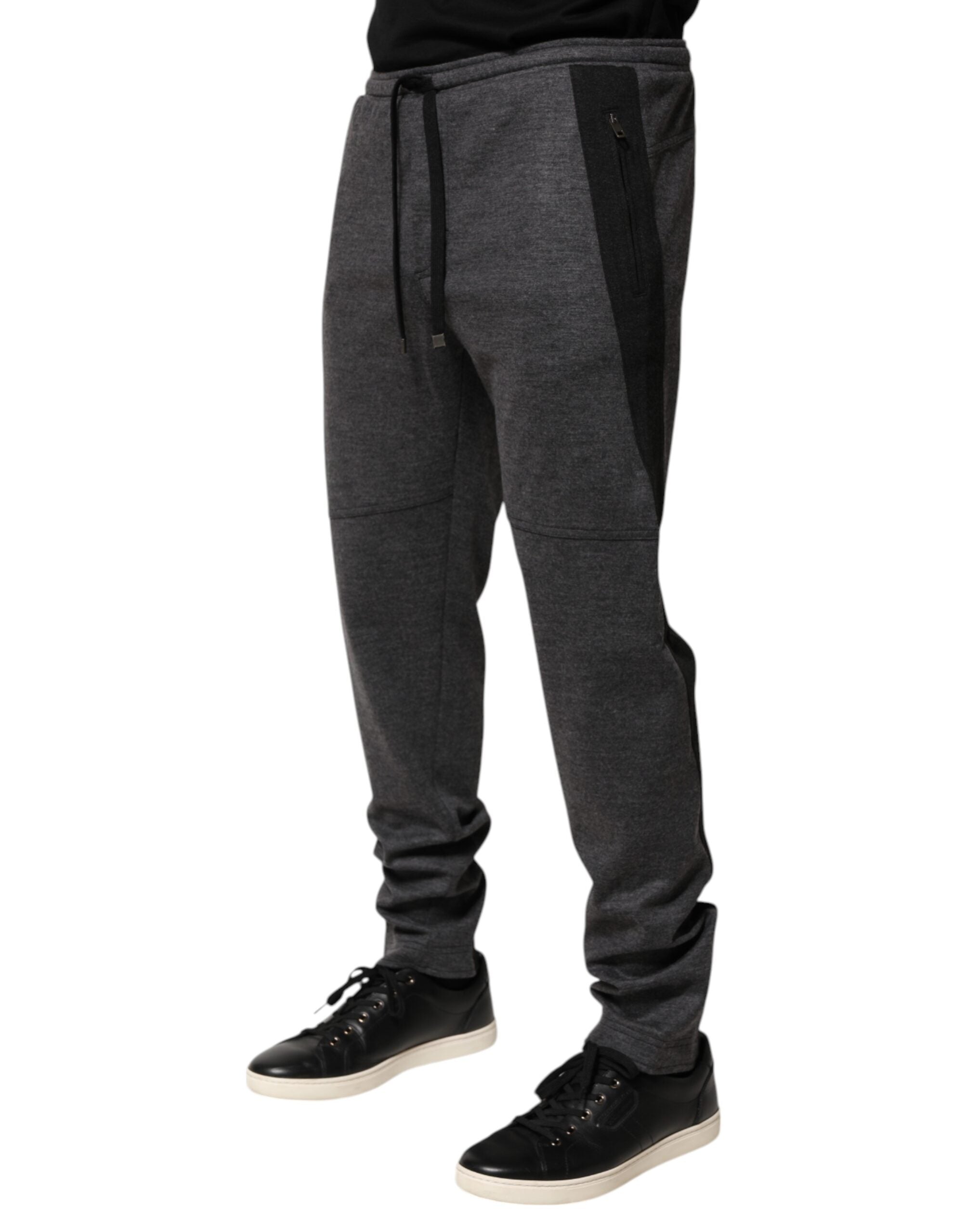 Dolce & Gabbana Gray Black Wool Blend Jogger SweatMen's Men's Pants