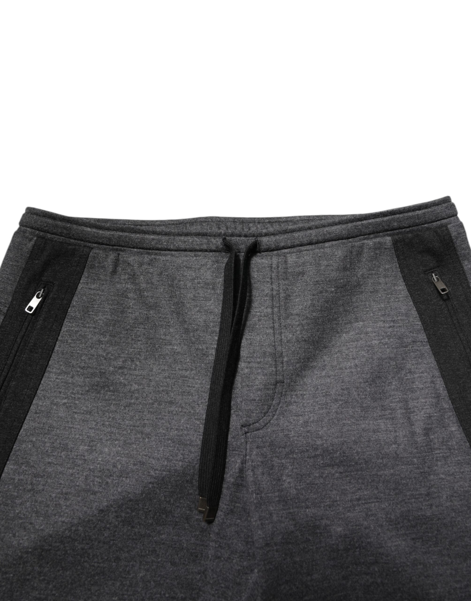 Dolce & Gabbana Gray Black Wool Blend Jogger SweatMen's Men's Pants