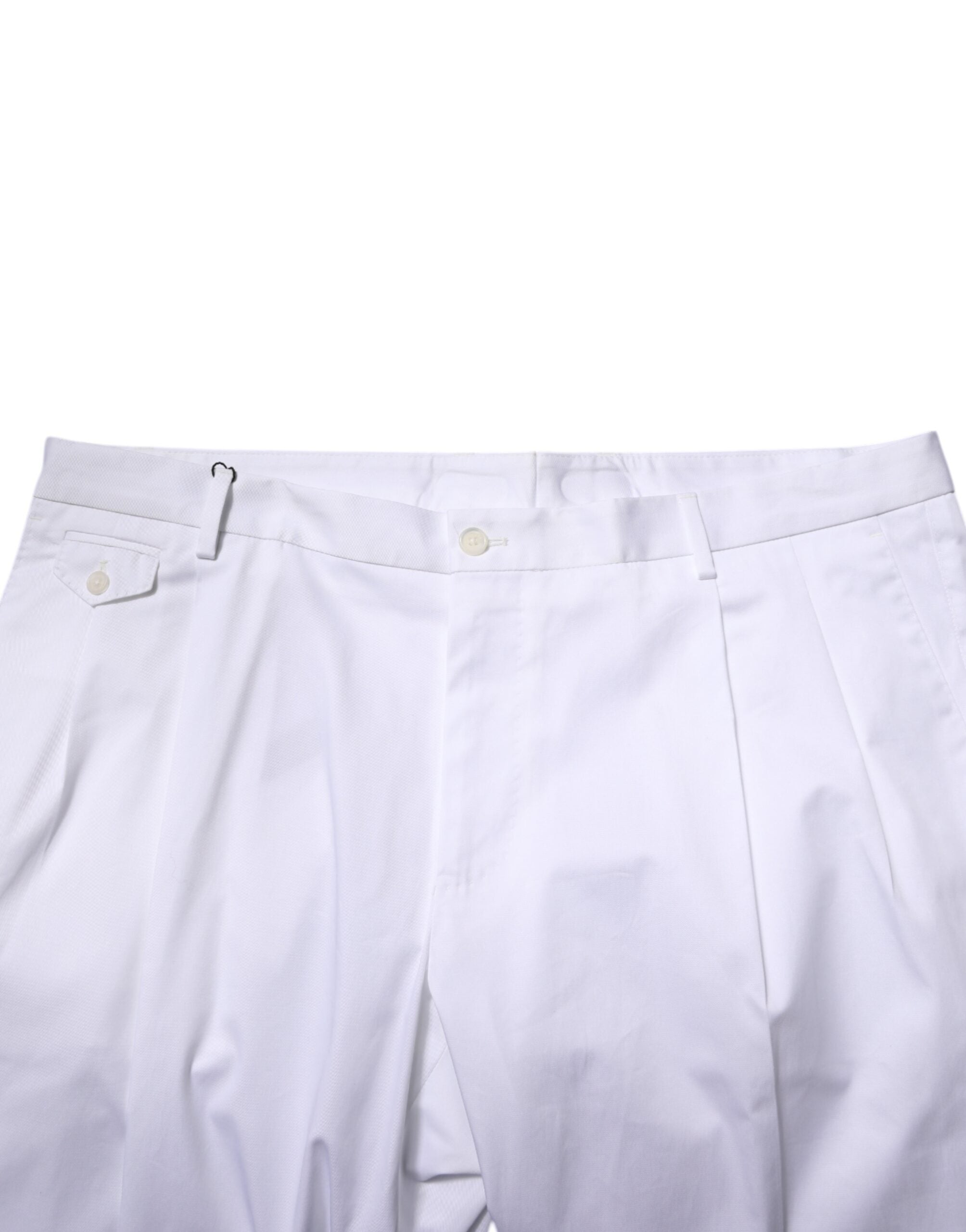 Dolce & Gabbana White Cotton Dress Slim Formal Trouser Men's Pants