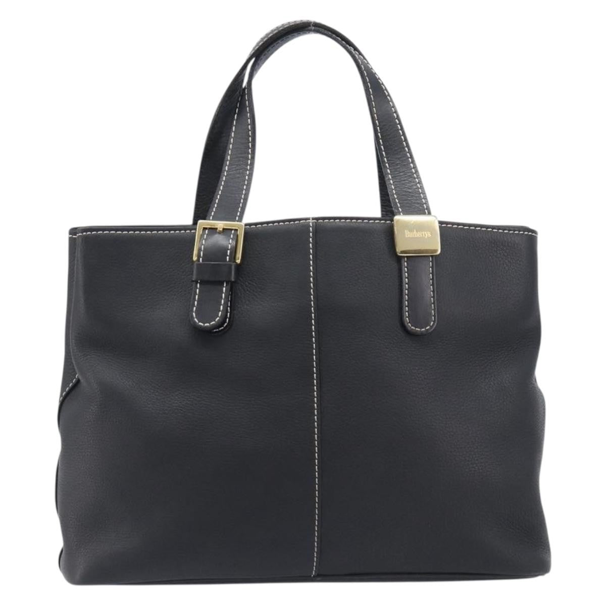 Burberry Vintage Leather Black Leather Tote Bag Bag (Pre-Owned)