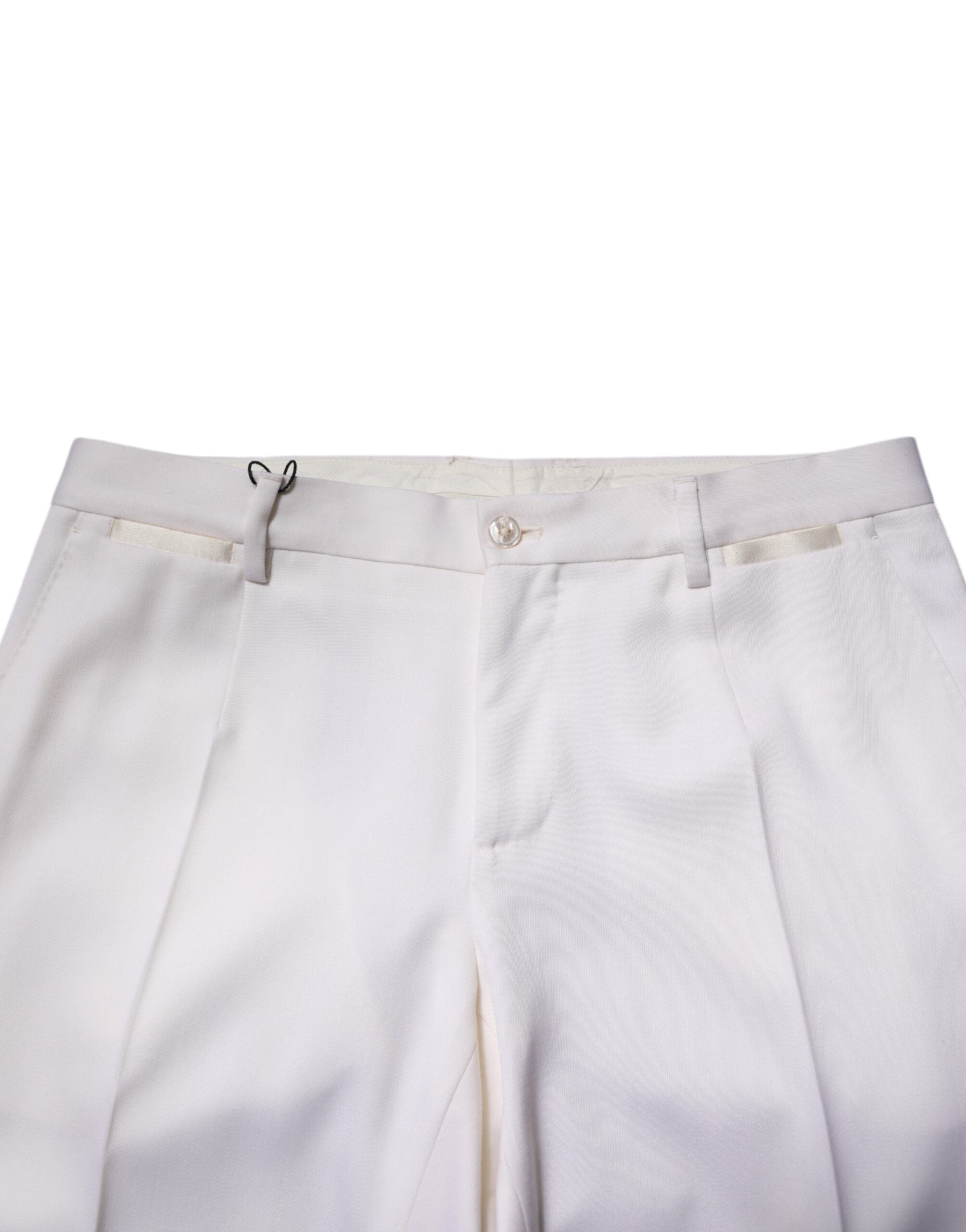 Dolce & Gabbana White Polyester Tapered Formal Trouser Men's Pants (Pre-Owned)