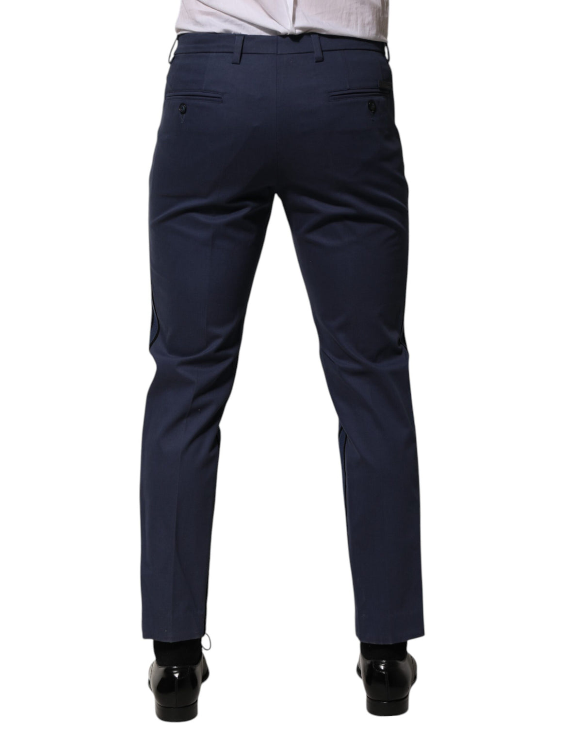 Dolce & Gabbana Blue Cotton Tapered Men Formal Trousers Men's Pants