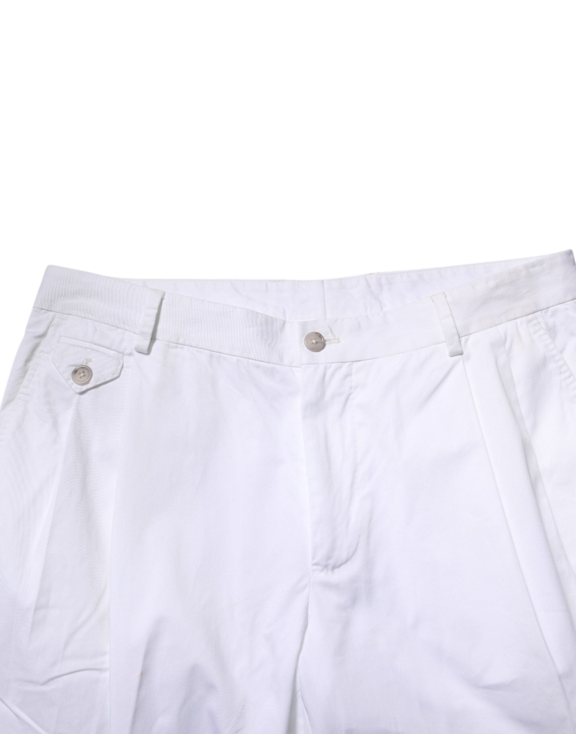 Dolce & Gabbana White Cotton Dress Slim Formal Trouser Men's Pants (Pre-Owned)