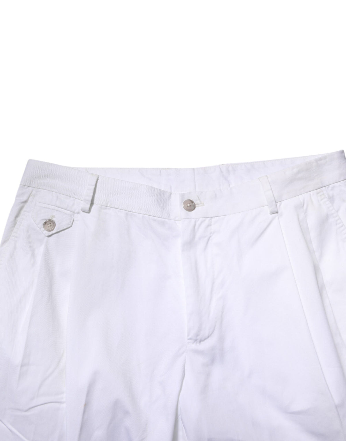 Dolce & Gabbana White Cotton Dress Slim Formal Trouser Men's Pants (Pre-Owned)