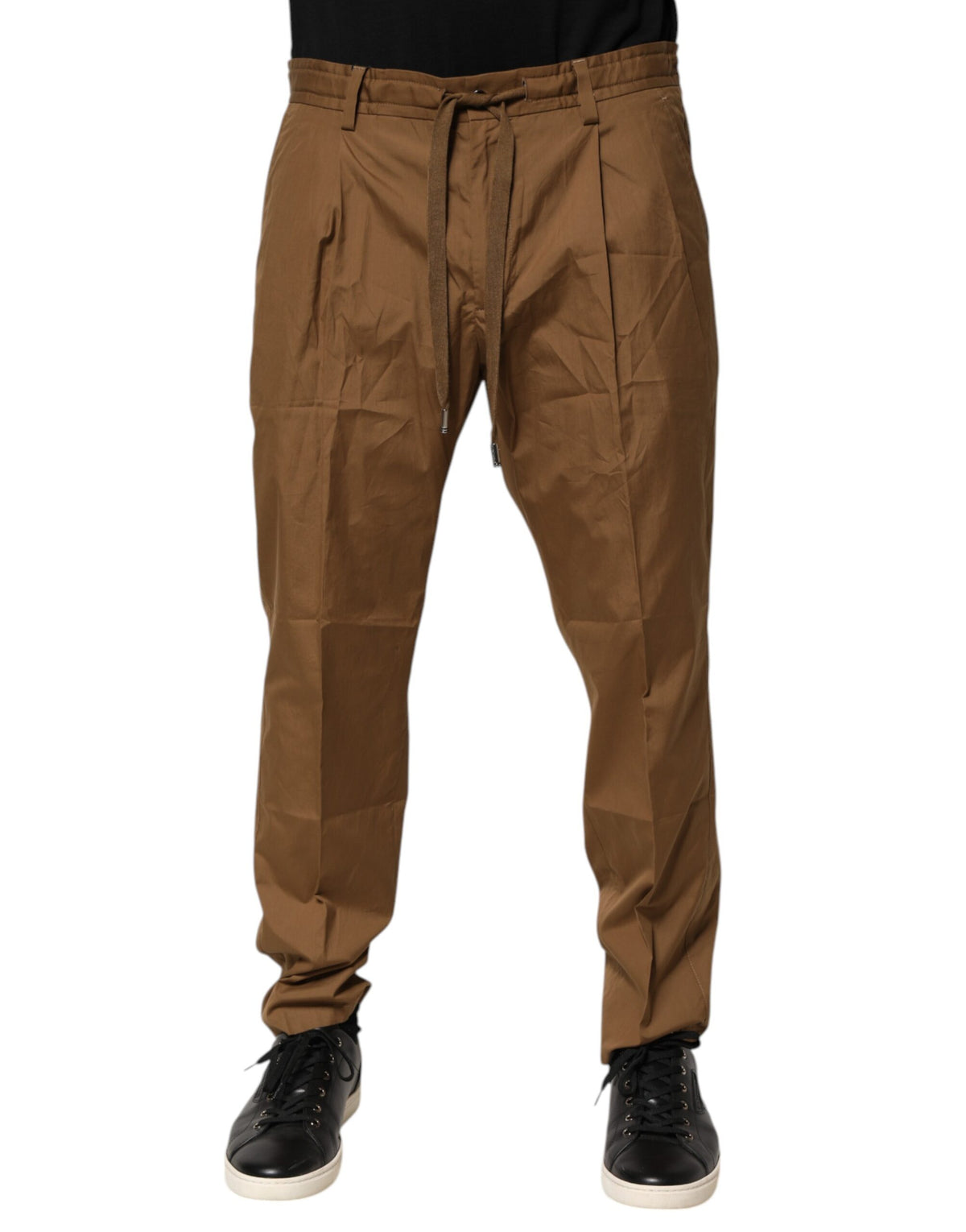 Dolce & Gabbana Brown Cotton Chino Mid Waist Men Jogger Men's Pants (Pre-Owned)