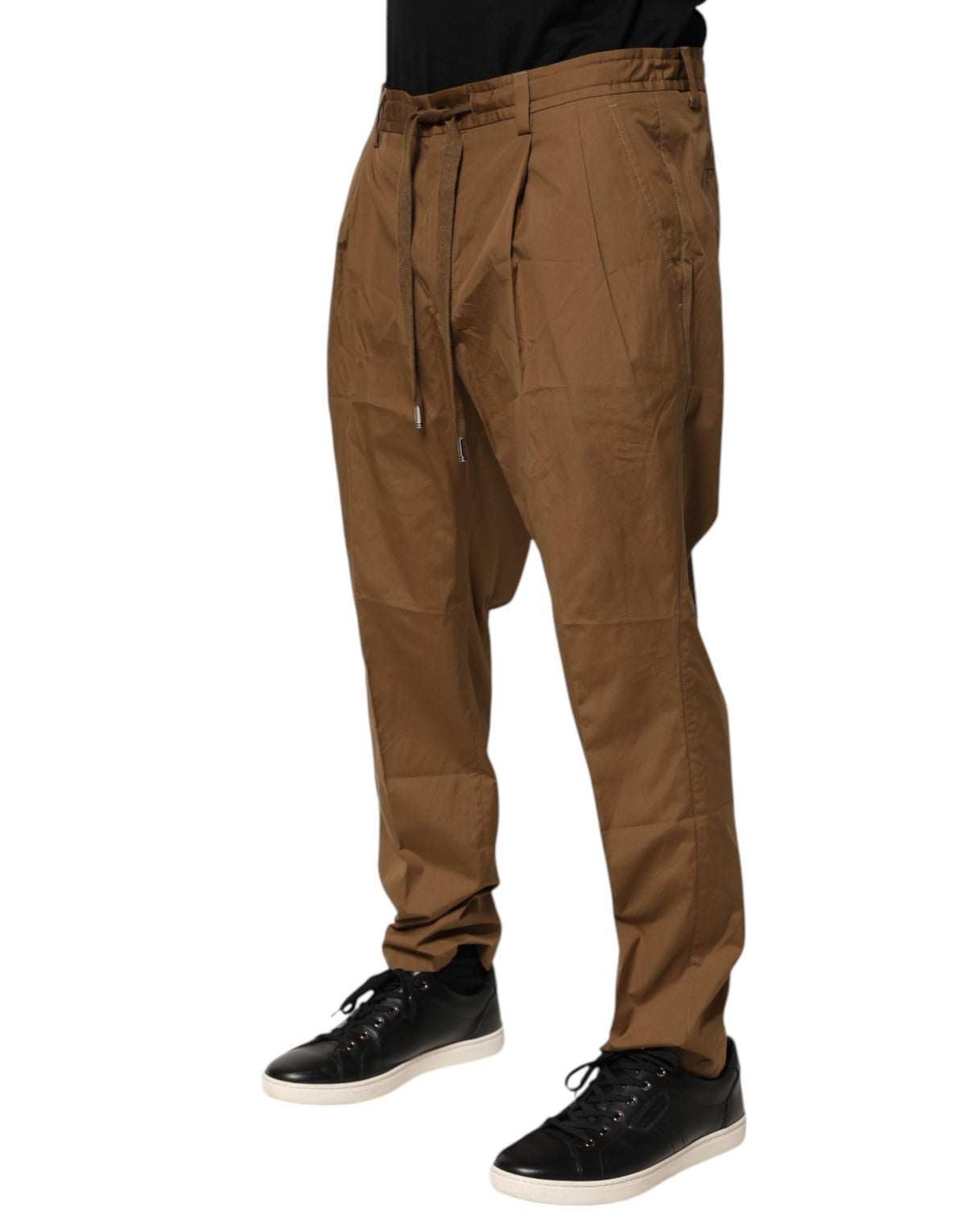 Dolce & Gabbana Brown Cotton Chino Mid Waist Men Jogger Men's Pants (Pre-Owned)