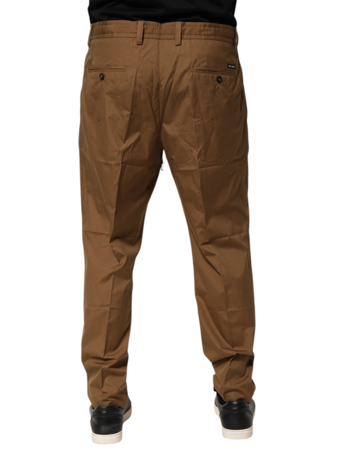 Dolce & Gabbana Brown Cotton Chino Mid Waist Men Jogger Men's Pants (Pre-Owned)