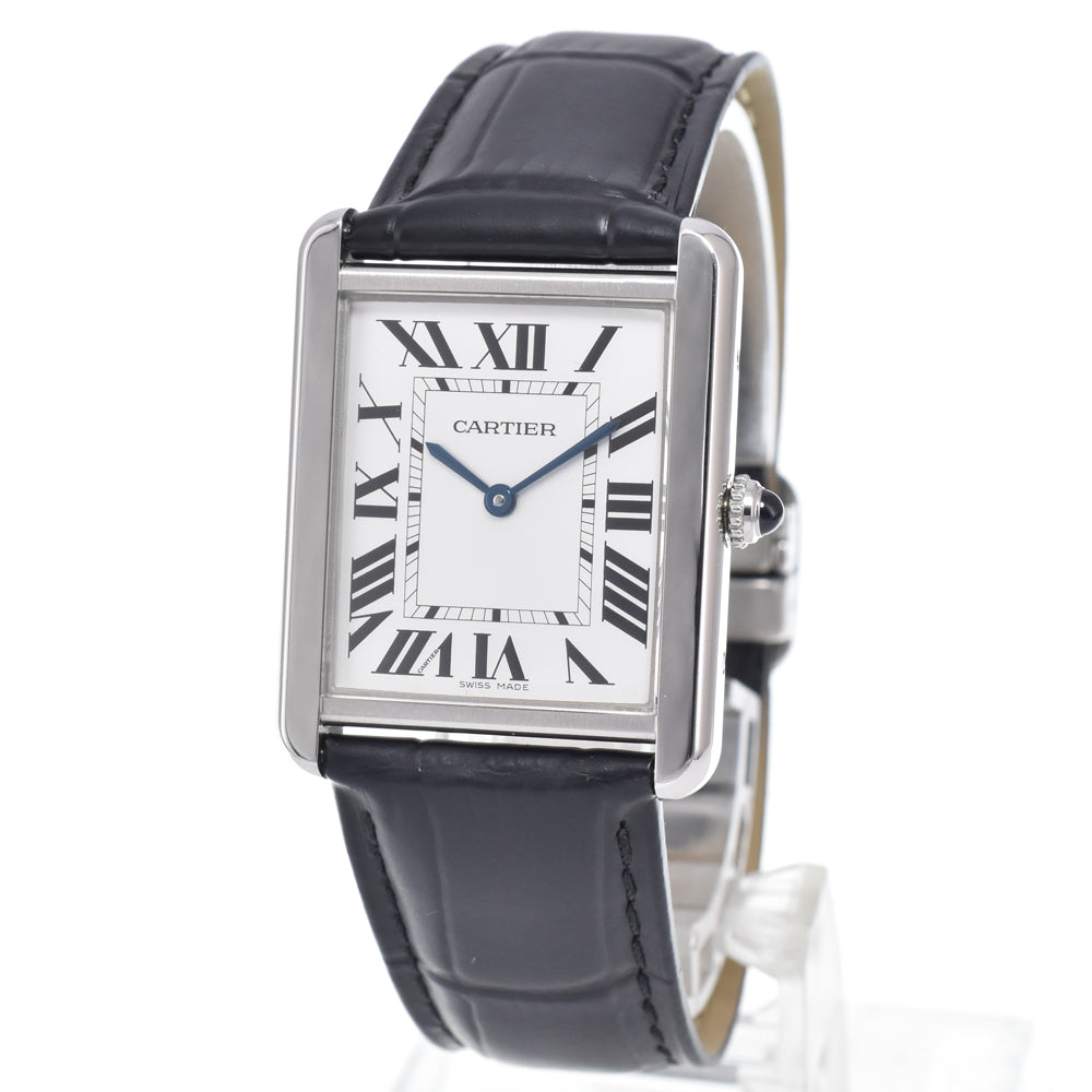 Cartier Tank Solo Quartz Stainless Steel And Leather Watch (Pre-Owned)