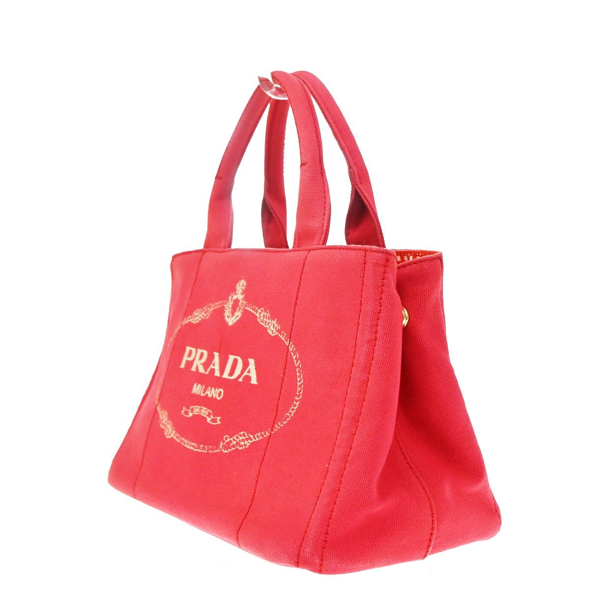Prada Canapa Canvas Red Canvas Tote Bag Bag (Pre-Owned)