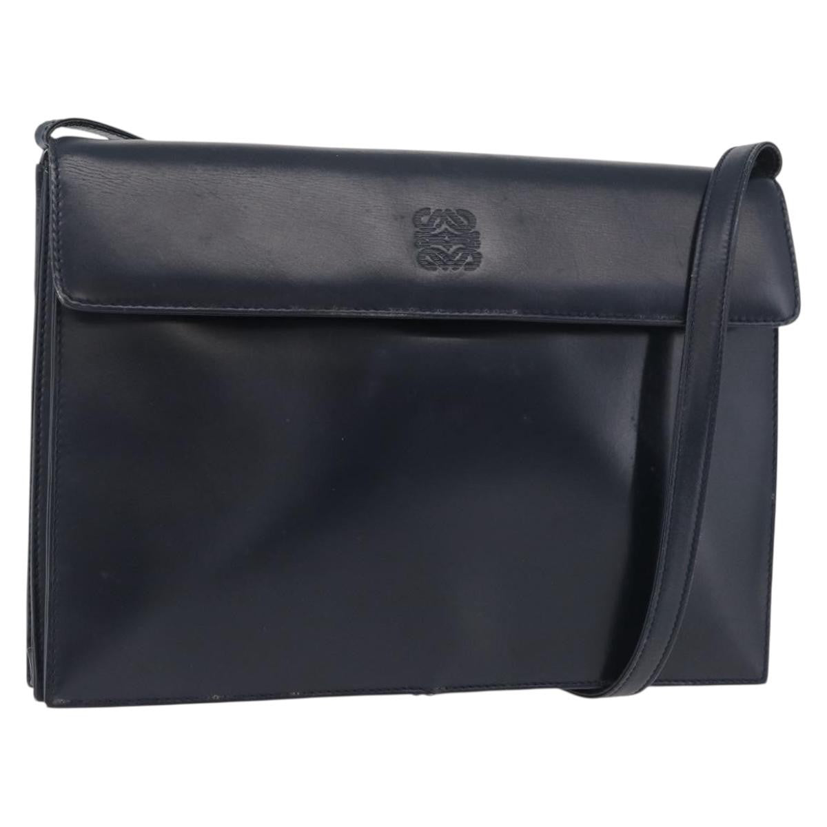 Loewe Anagram Leather Navy Leather Shoulder Bag Bag (Pre-Owned)