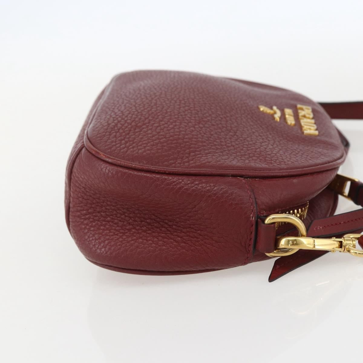 Prada Dual Strap Vitello Daino Burgundy Leather Shoulder Bag Bag (Pre-Owned)