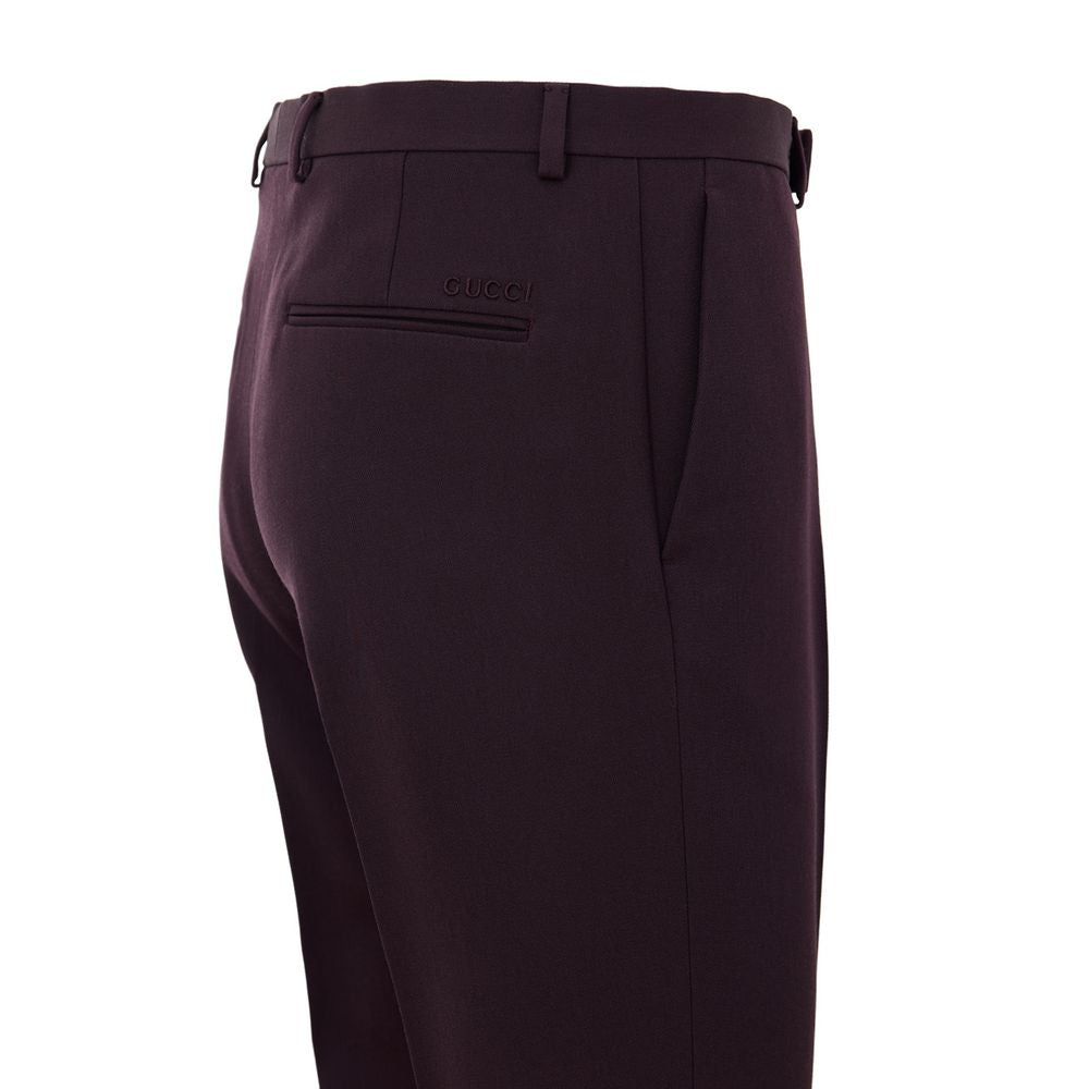 Gucci Bordeaux Wool Dress Men's Pants
