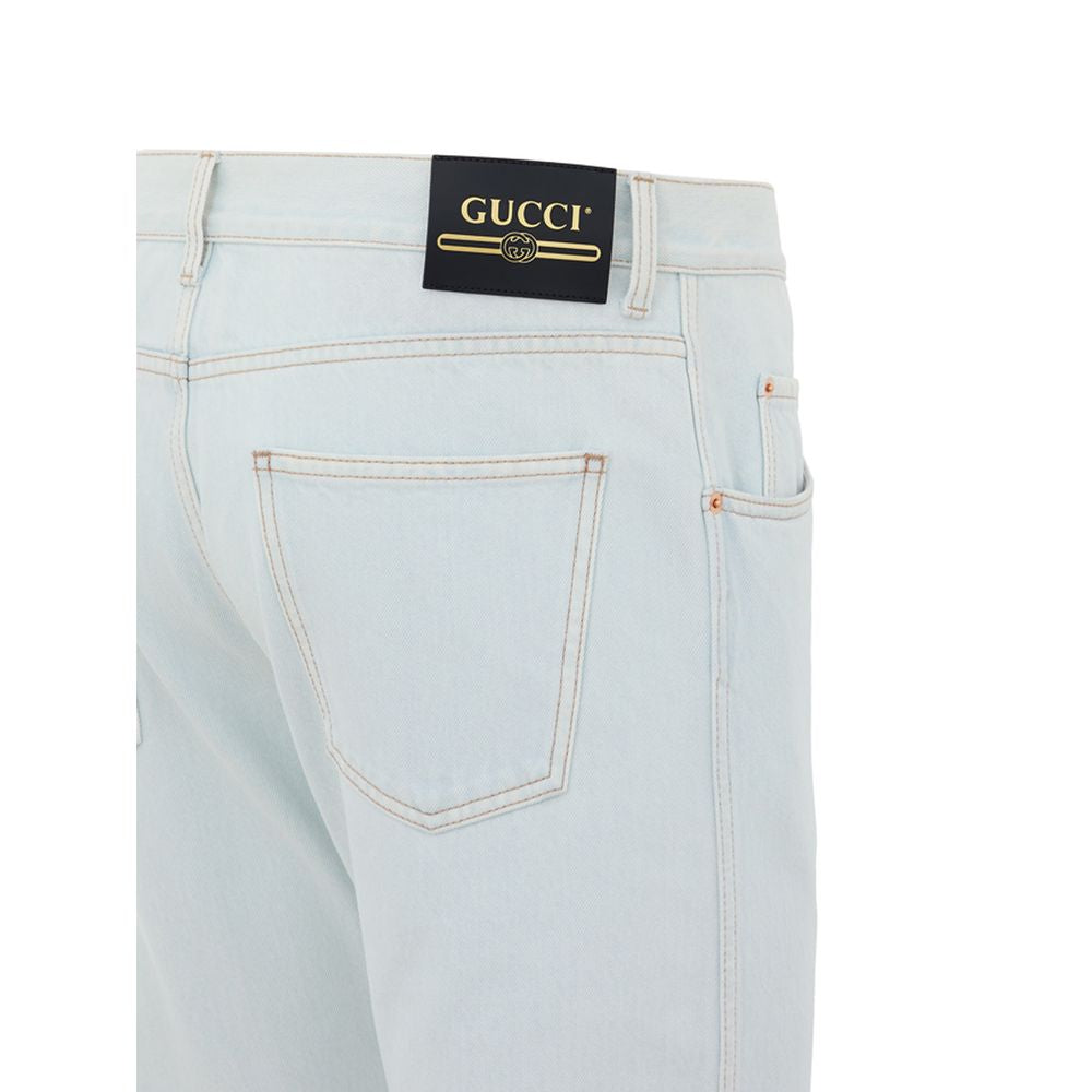 Gucci Blue Cotton Relaxed Fit Men's Jeans