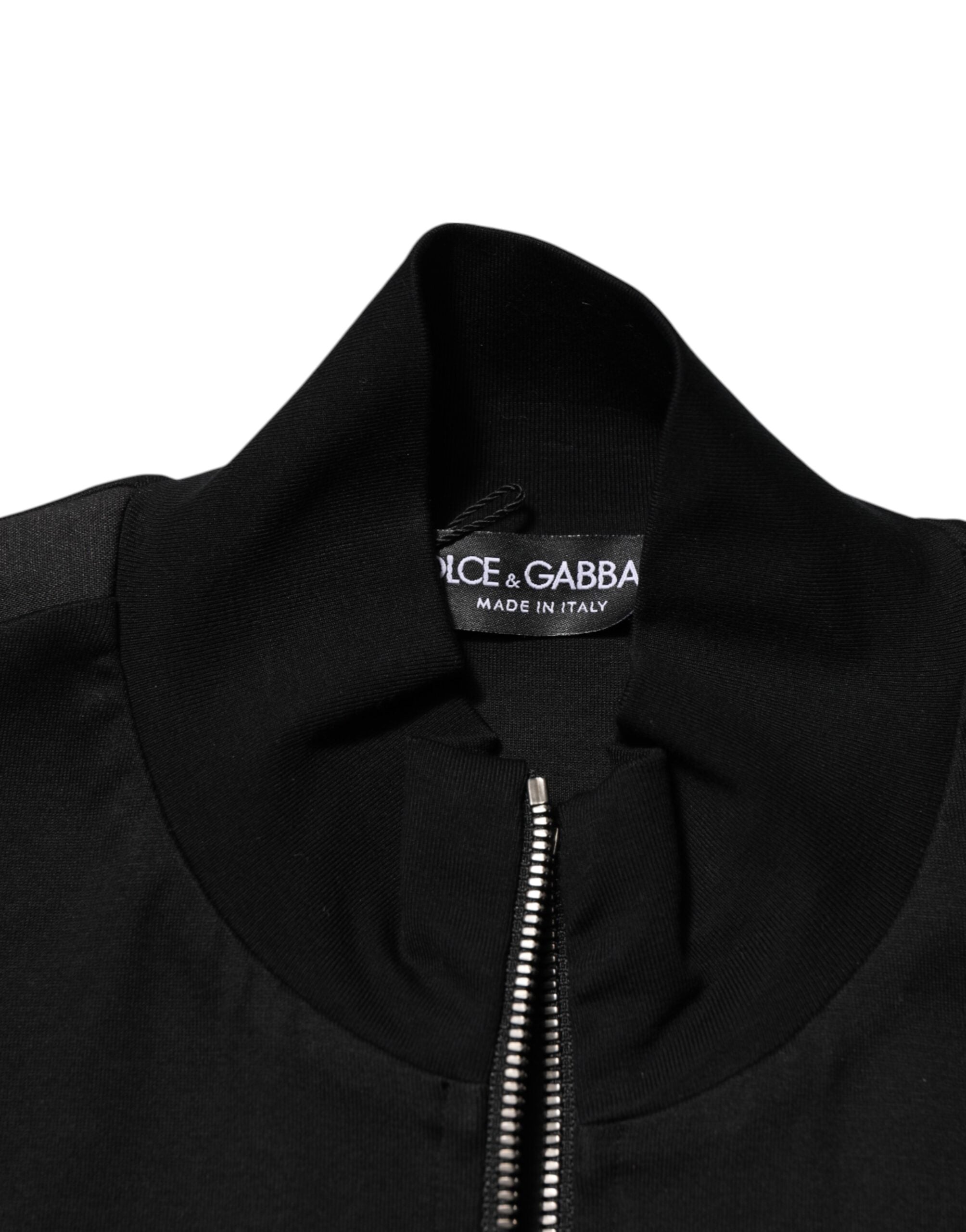 Dolce & Gabbana Black Cotton Logo Full Zip Men Bomber Men's Jacket