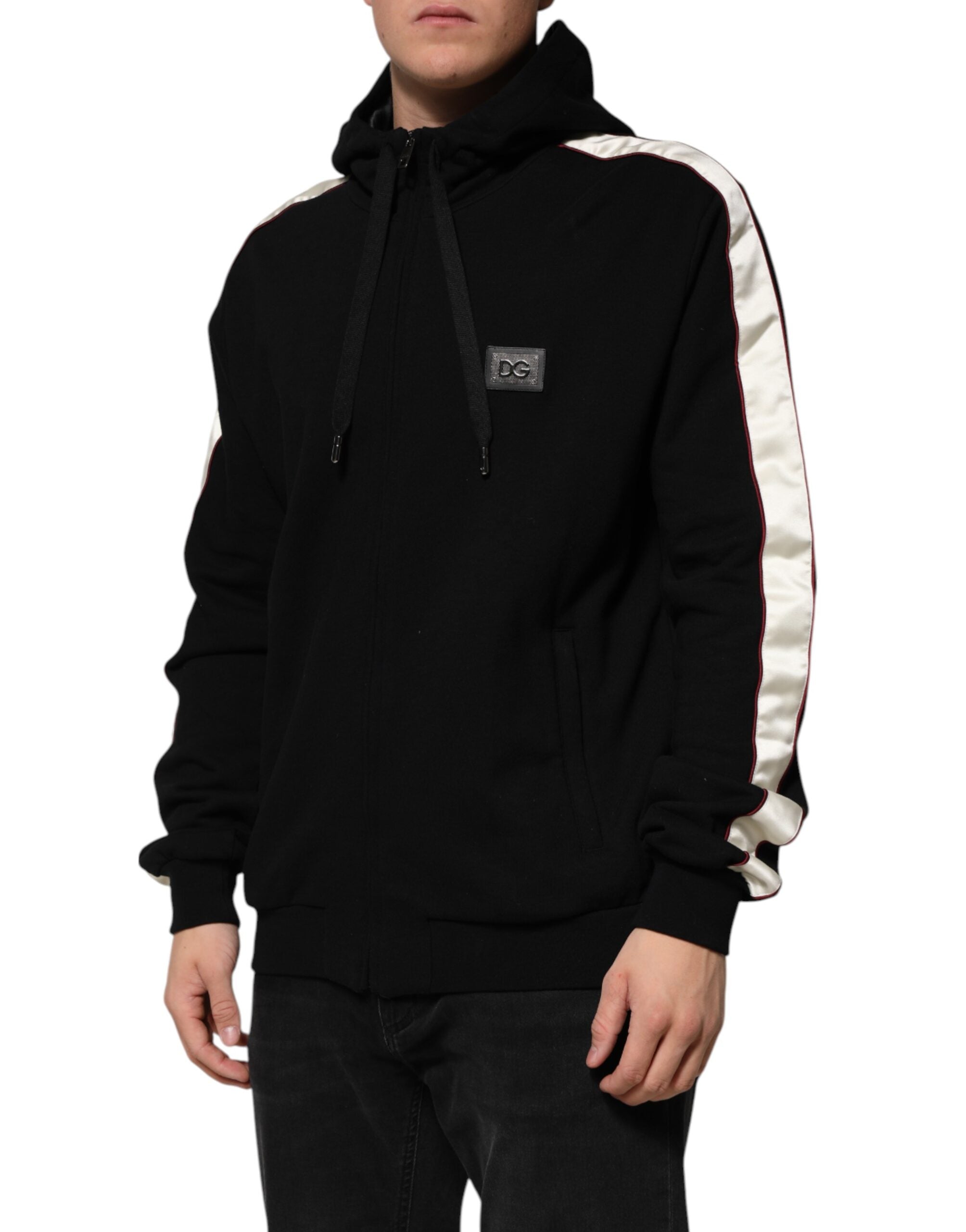 Dolce & Gabbana Black Cotton Plaque Track Cardigan Men's Sweater (Pre-Owned)