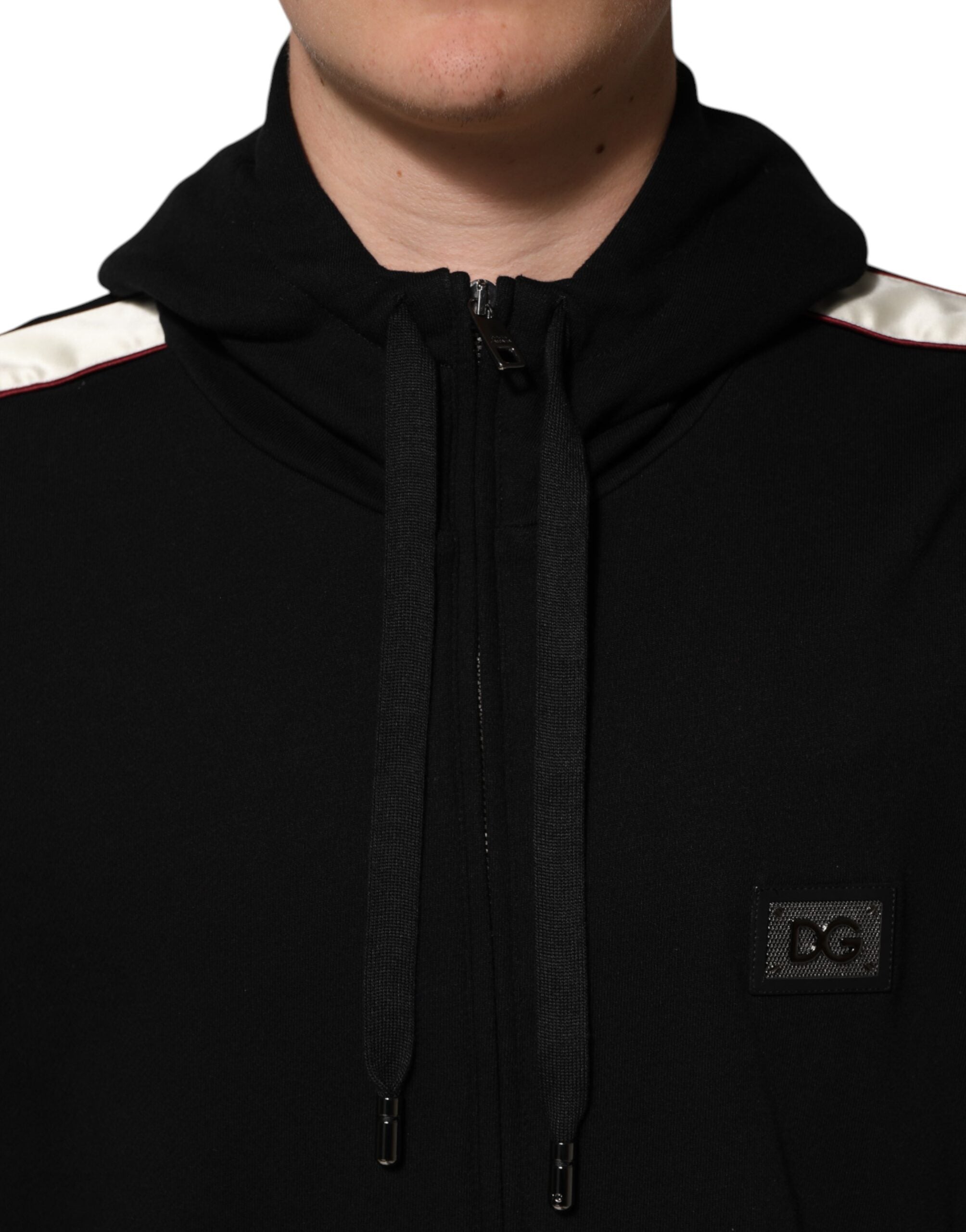 Dolce & Gabbana Black Cotton Plaque Track Cardigan Men's Sweater (Pre-Owned)