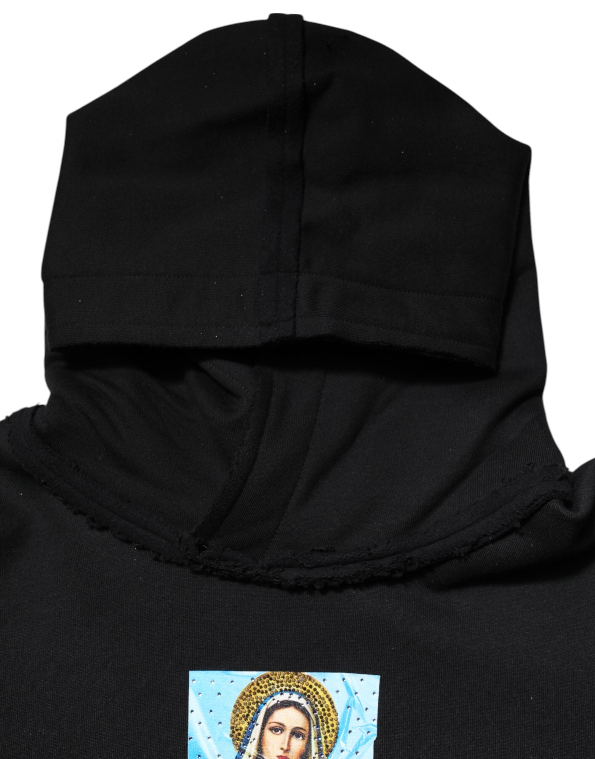 Dolce & Gabbana Black Printed Hoodie Crystal Embellished Men's Jacket