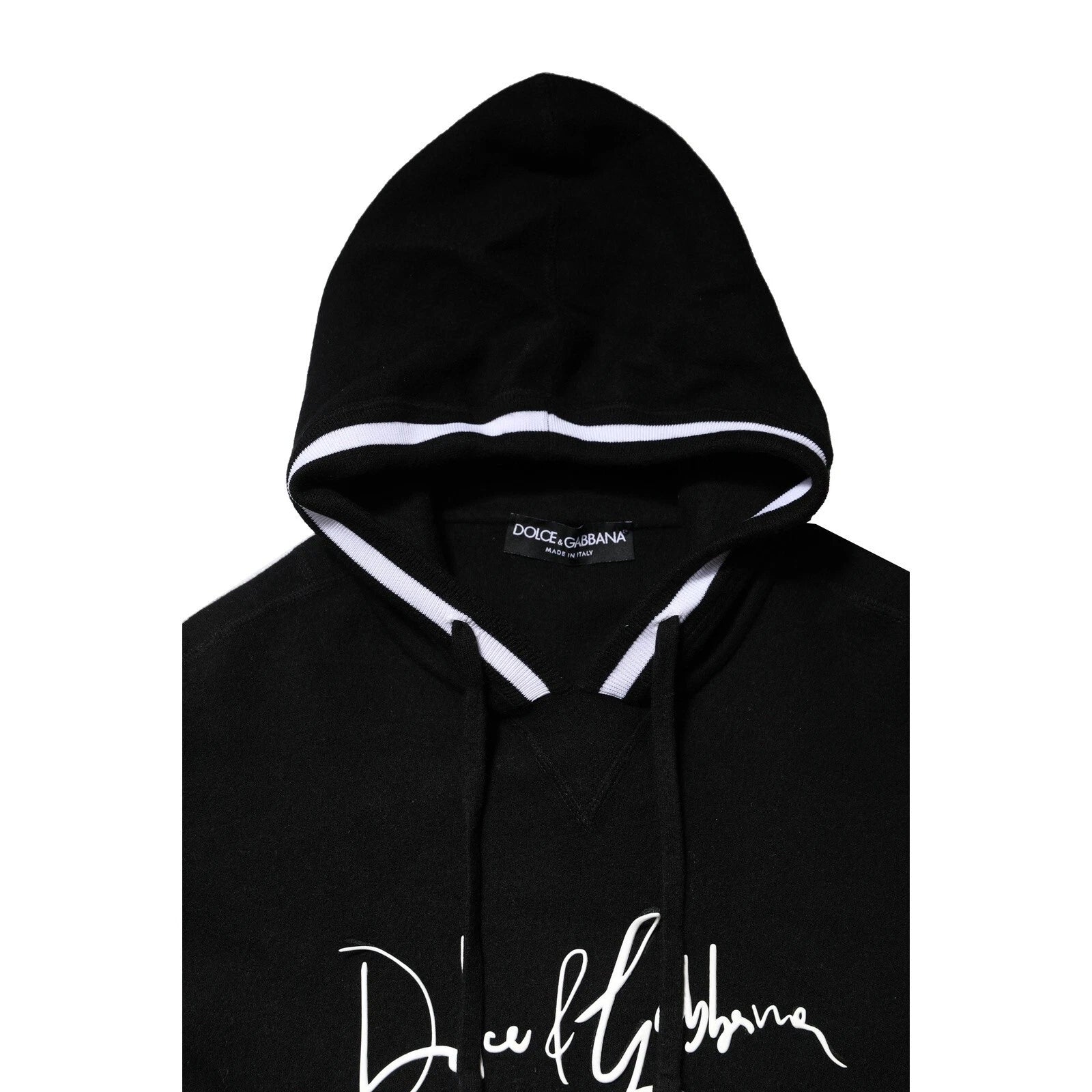 Dolce & Gabbana Black Hooded Logo Print Sweatshirt Men's Sweater (Pre-Owned)
